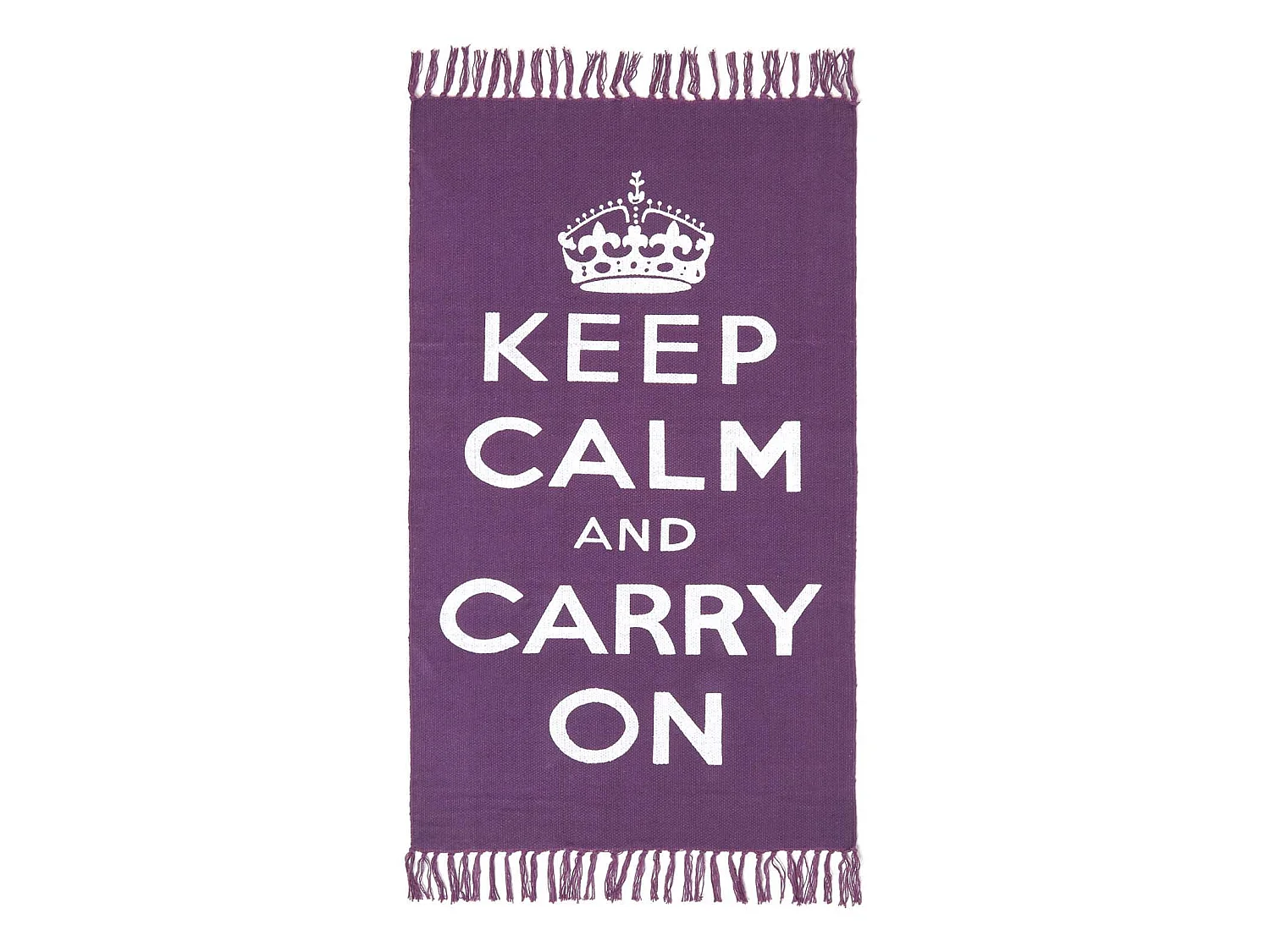 Homescapes Keep  Calm And Carry On Handwoven 100% Cotton Rug in Purple & White, 60 x 100 cm