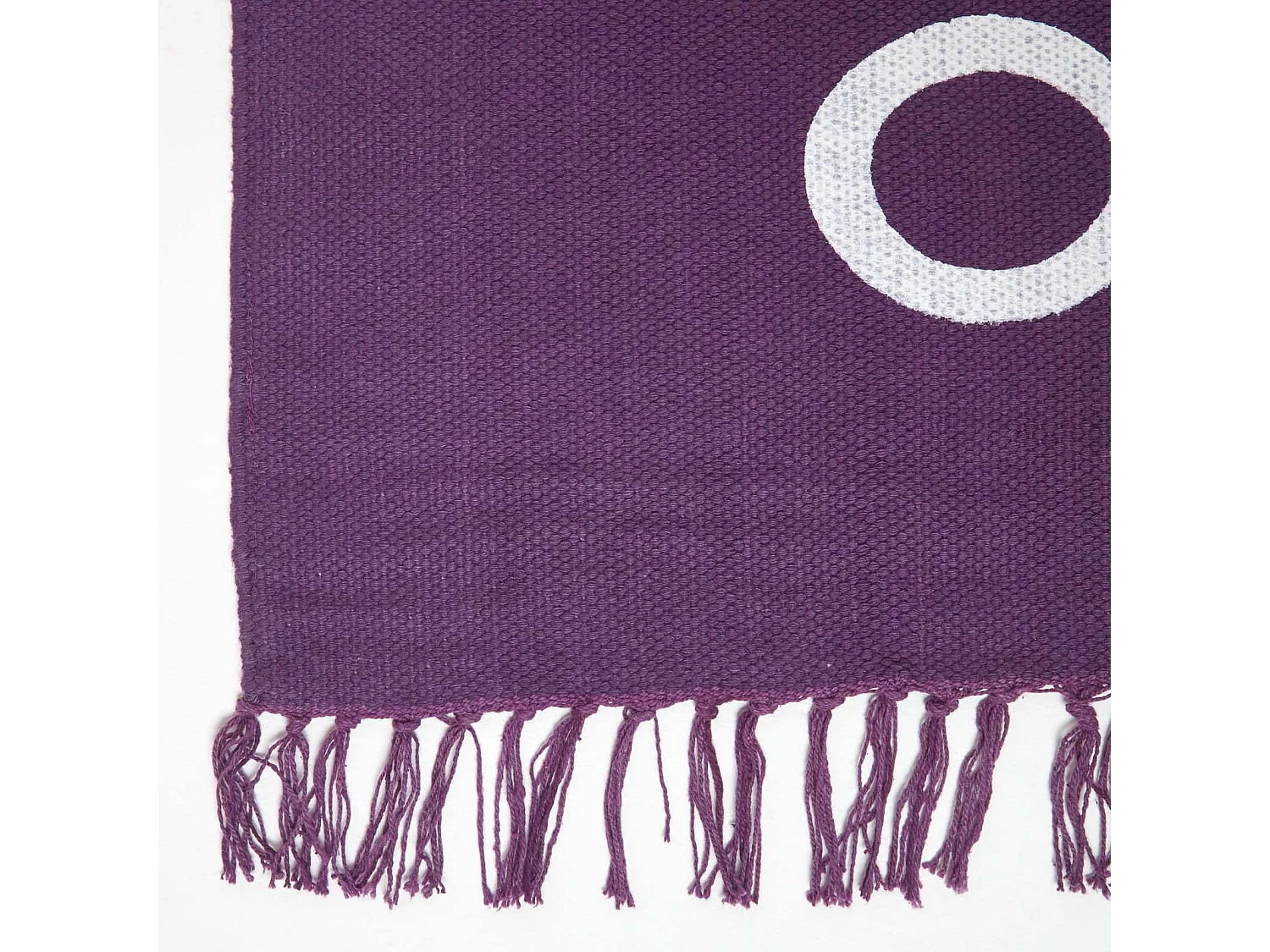 Homescapes Keep  Calm And Carry On Handwoven 100% Cotton Rug in Purple & White, 60 x 100 cm