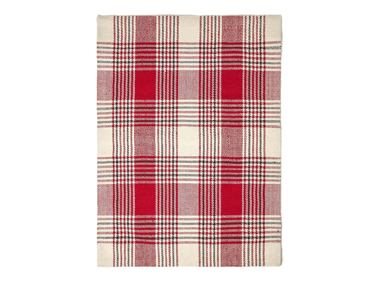 Homescapes Walker Red Tartan Check Non-Slip 100% Wool Rug, 120 x 170 cm