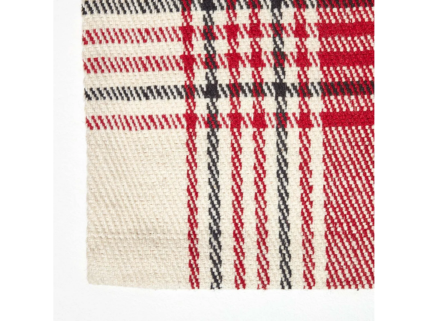 Homescapes Walker Red Tartan Check Non-Slip 100% Wool Rug, 120 x 170 cm