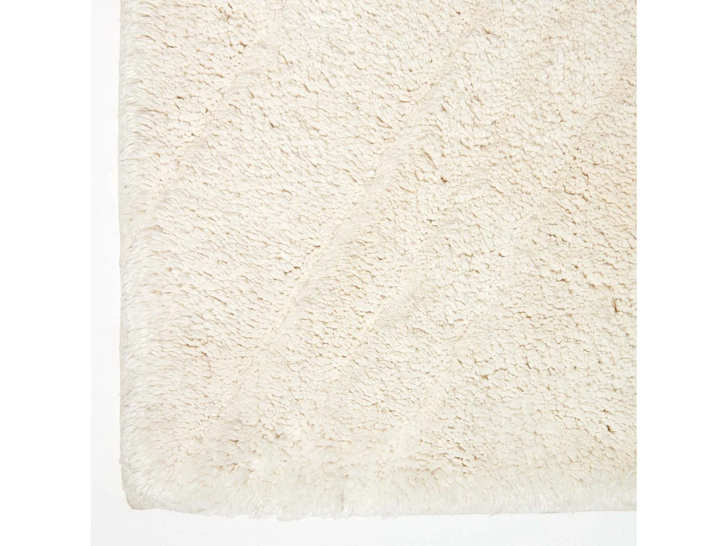 Homescapes Cotton Tufted Rug Union Jack Plain Embossed Mat Ivory Cream,50 x 80 cm