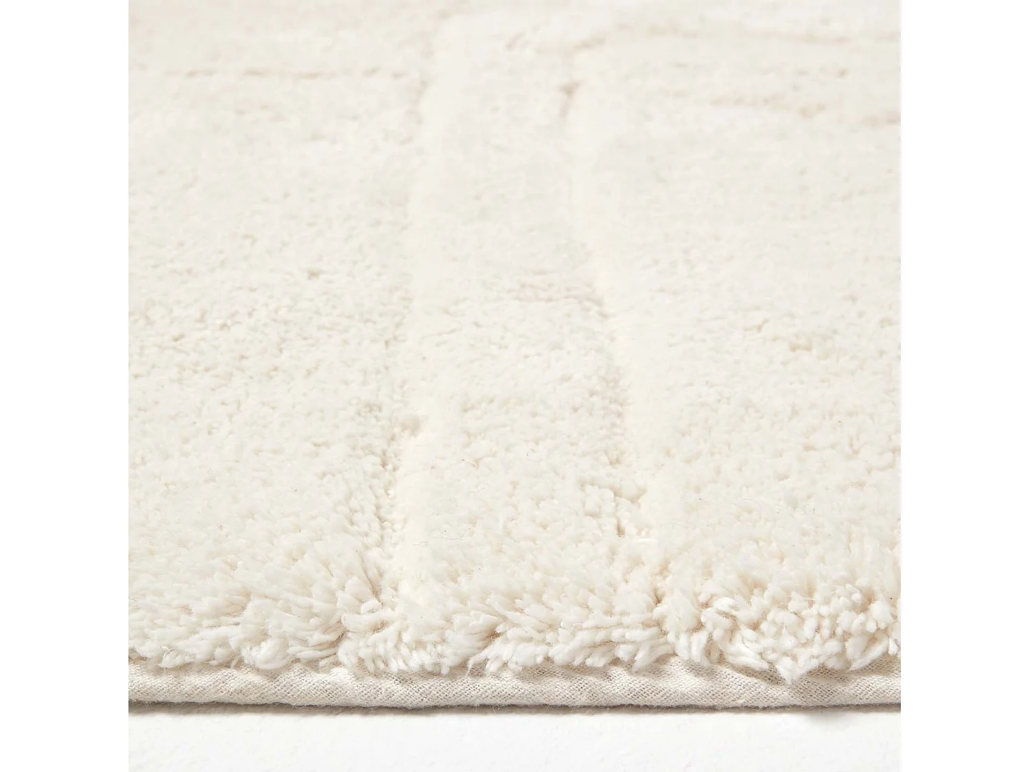 Homescapes Cotton Tufted Rug Union Jack Plain Embossed Mat Ivory Cream,50 x 80 cm