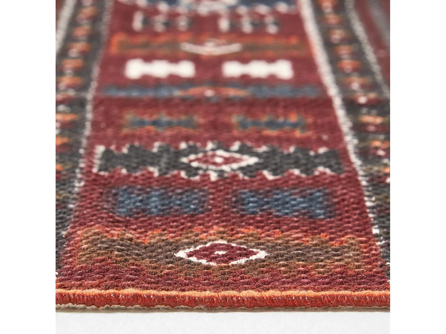 Homescapes Cotton Kilim Printed Rug Terracotta,Black and Brown Design,66 x 200 cm