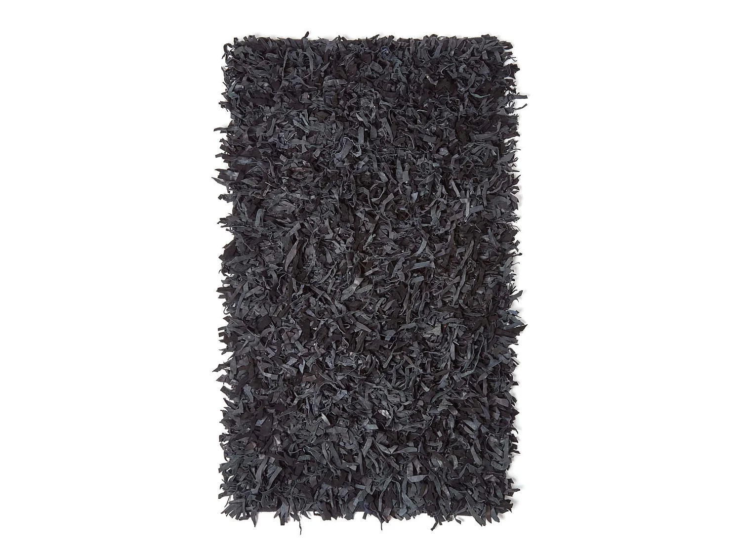 Homescapes Dallas Leather Shaggy Rug Black, 120 x 180 cm