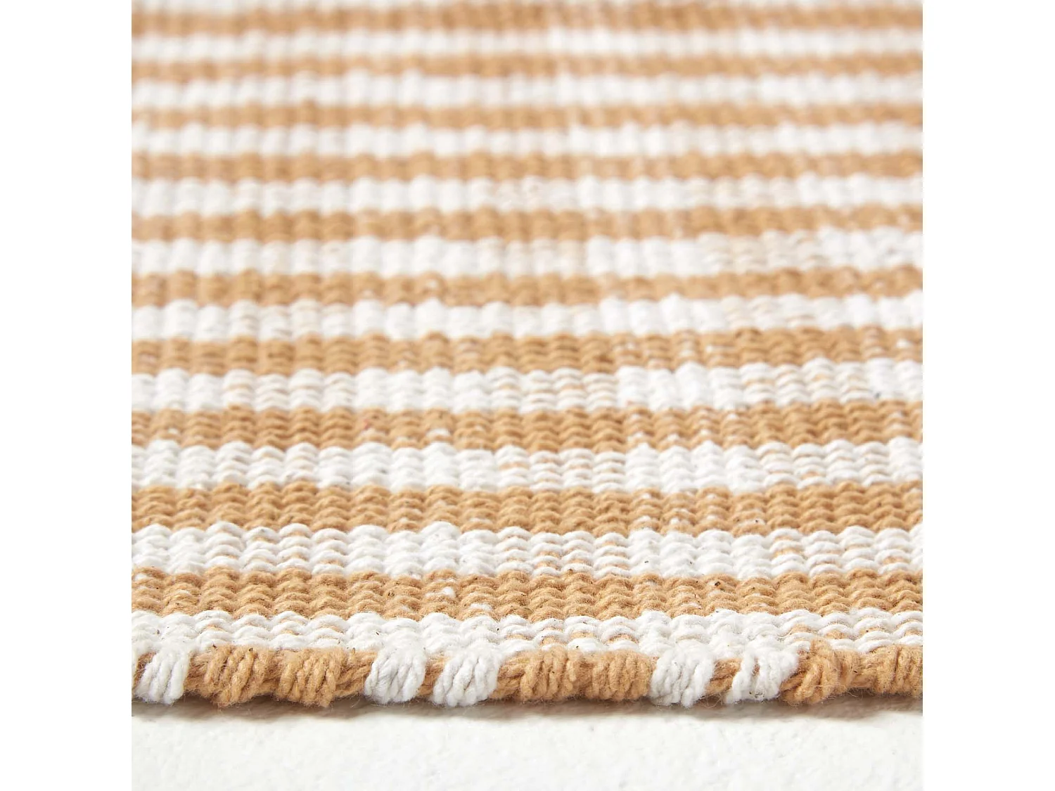 Homescapes Cotton Gingham Check Rug Hand Woven Beige White, 60 x 90 cm
