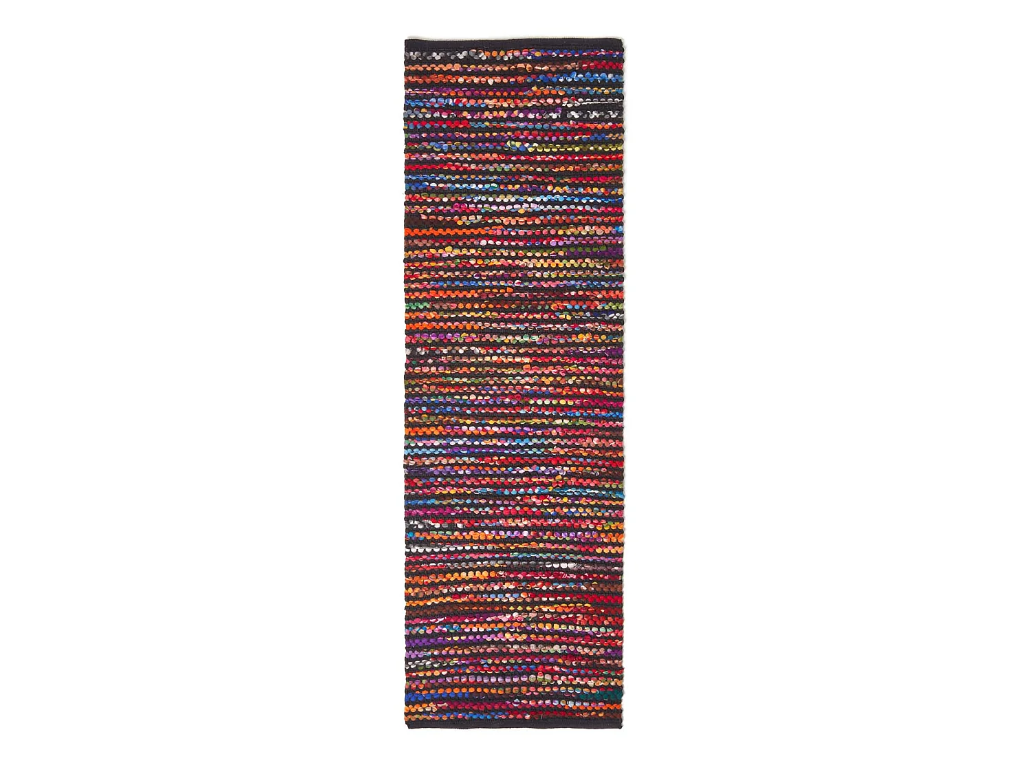 Homescapes Handwoven Multi Coloured Recycled Chindi Folk Rug, 66 x 200 cm