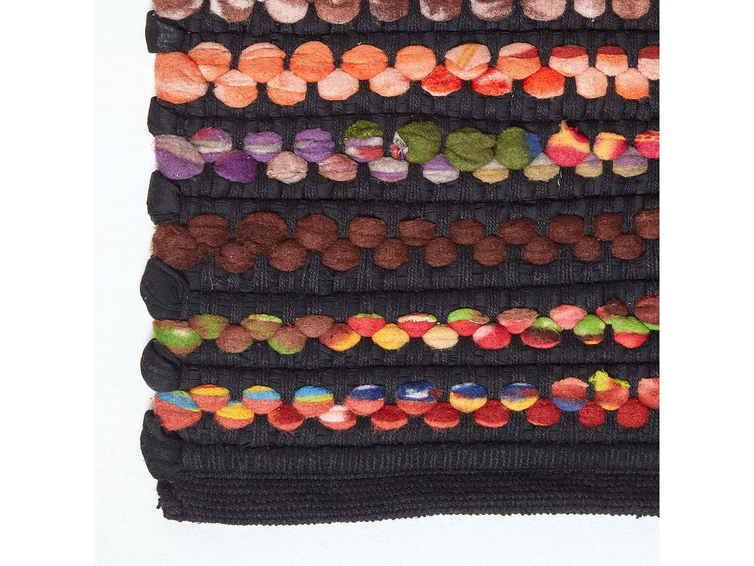 Homescapes Handwoven Multi Coloured Recycled Chindi Folk Rug, 66 x 200 cm