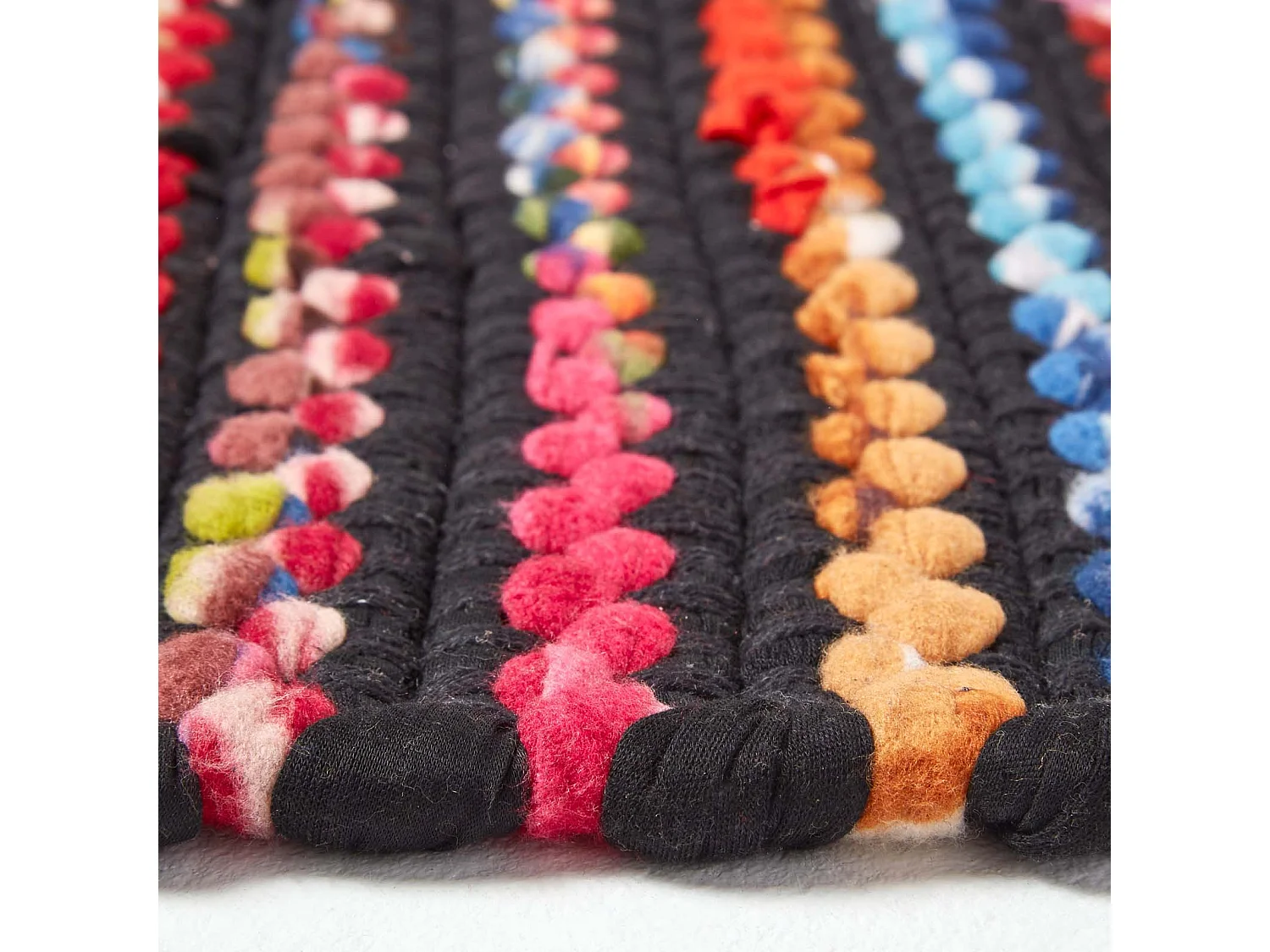 Homescapes Handwoven Multi Coloured Recycled Chindi Folk Rug, 66 x 200 cm