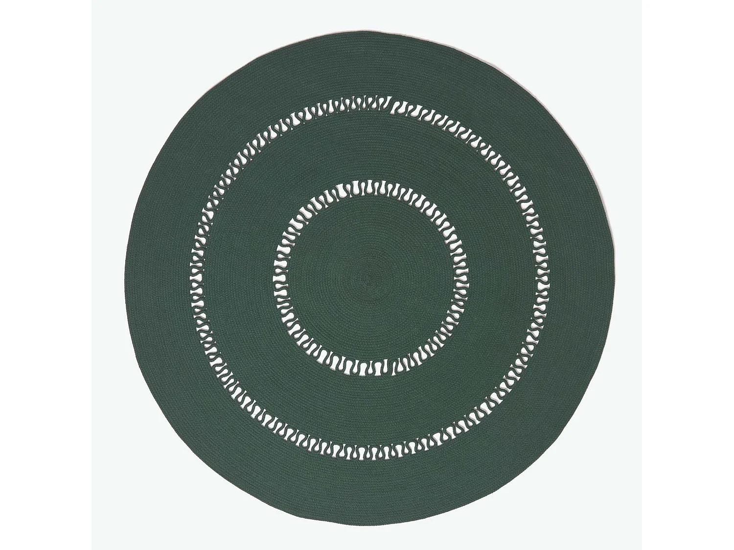 Homescapes Green Crochet Braided Rug 150cm Round