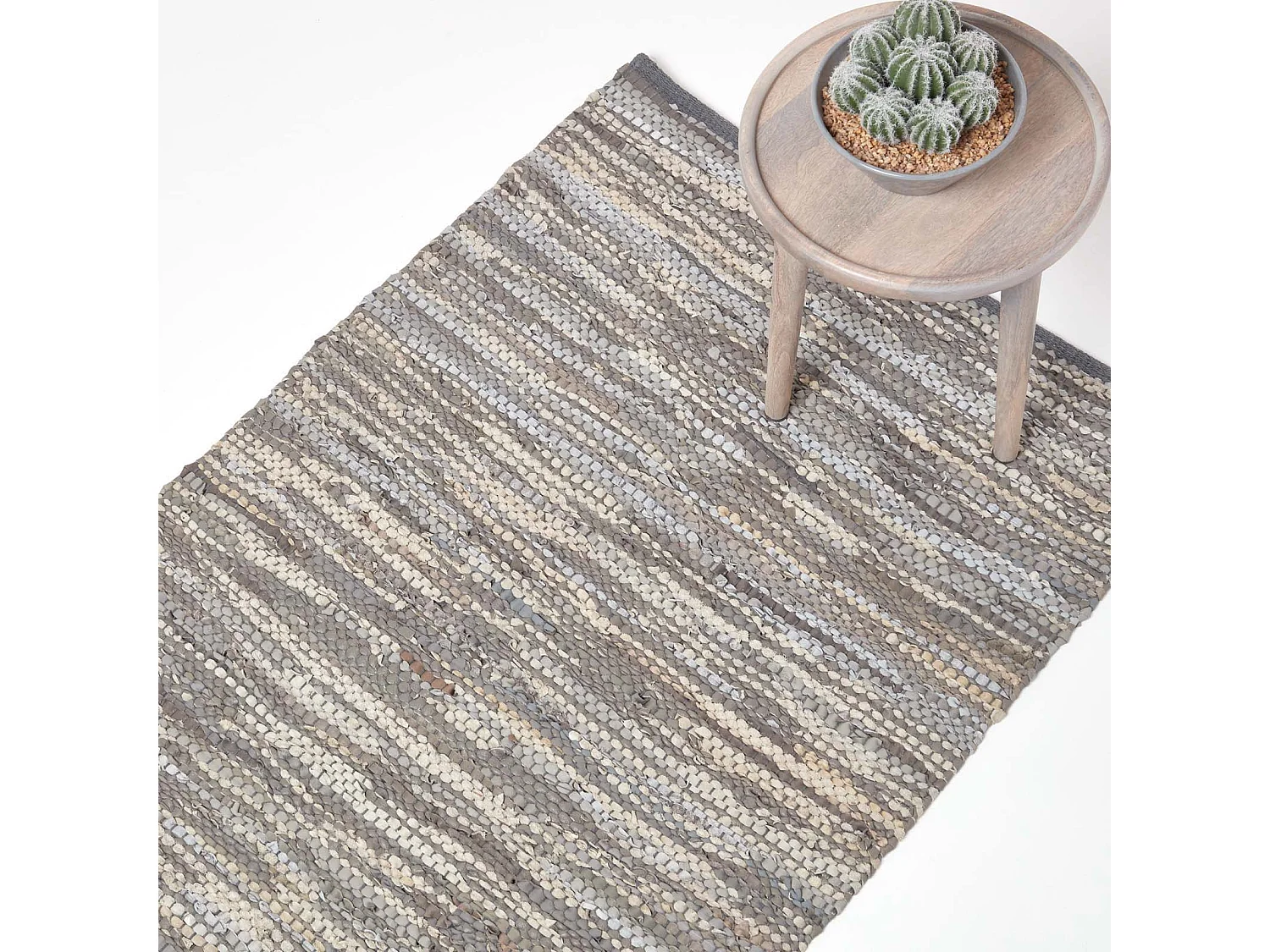 Homescapes Denver Leather Woven Rug Grey, 150 x 240 cm