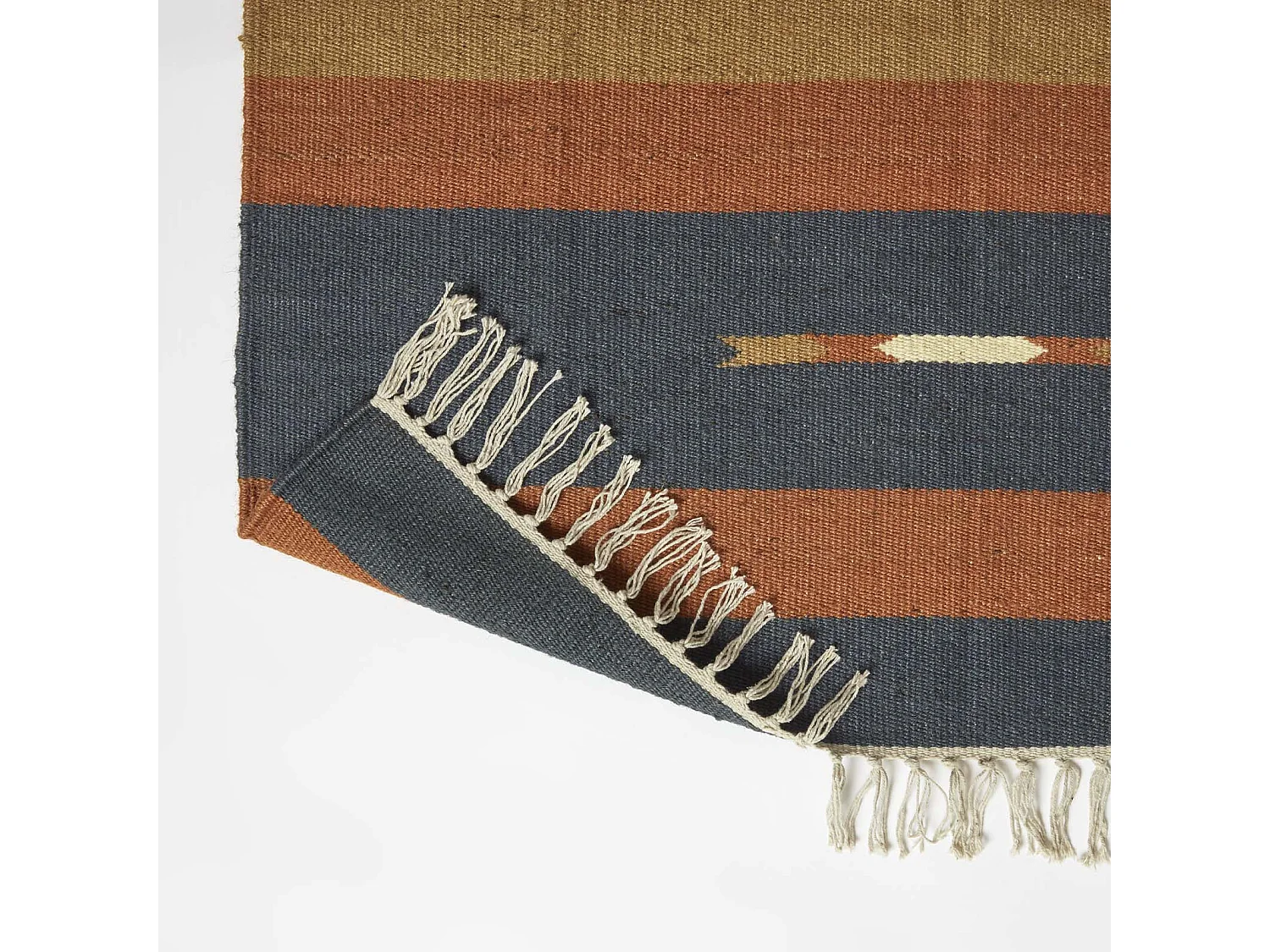 Homescapes Lundi Orange & Blue Kilim Cotton & Jute Rug 240 x 300 cm