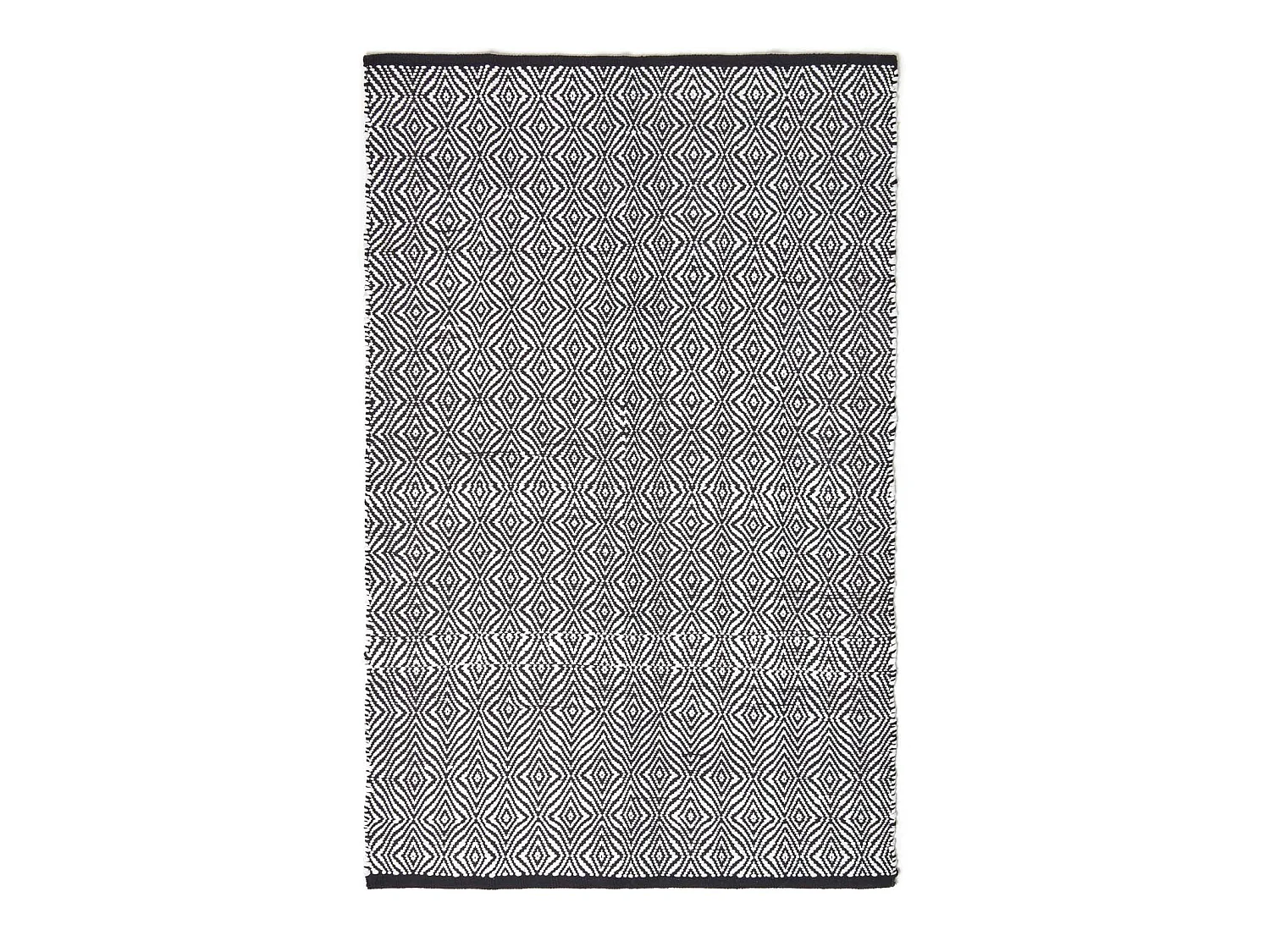 Homescapes Trance Black and White Diamond Pattern Recycle Fibre Rug, 160 x 230 cm