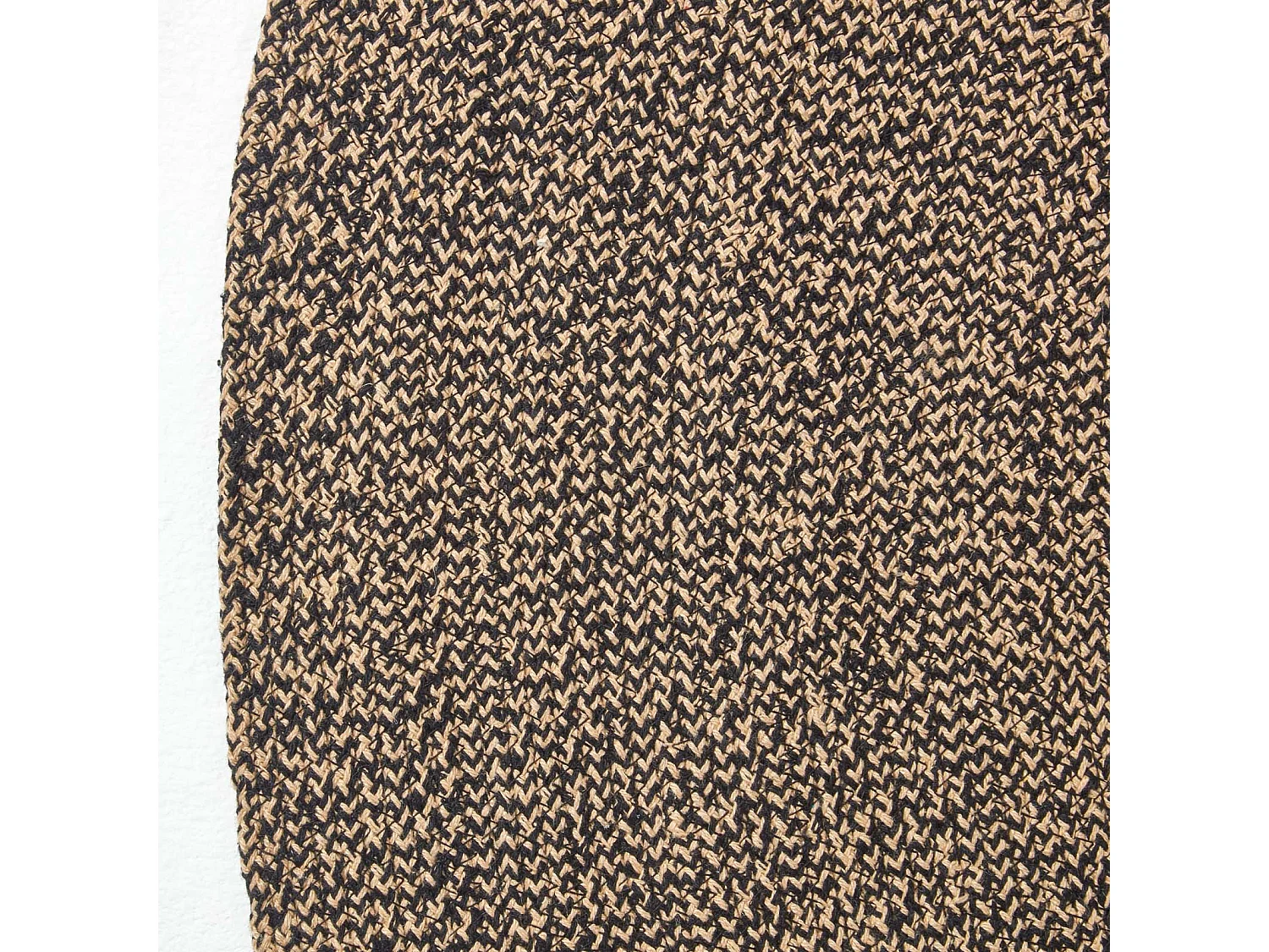 Homescapes Linen and Black Handmade Woven Braided Rug, 120 cm Round