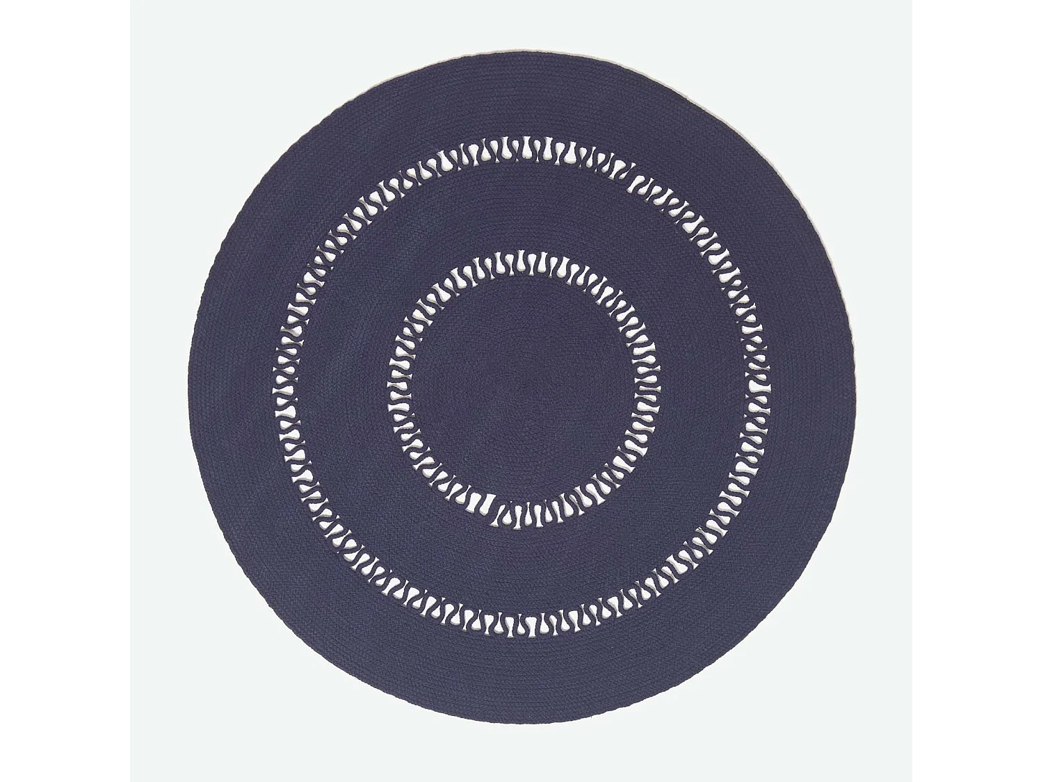 Homescapes Navy Crochet Braided Rug 150cm Round