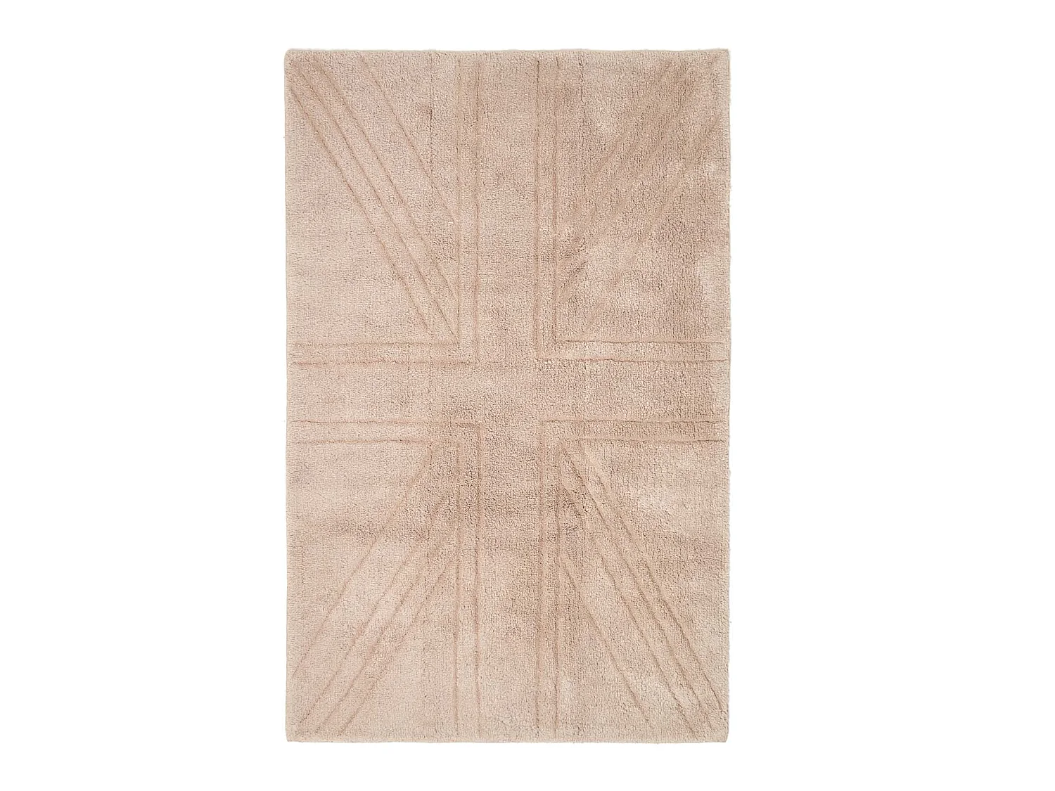 Homescapes Cotton Tufted Rug Union Jack Plain Embossed Mat Mink Beige,90 x 150 cm