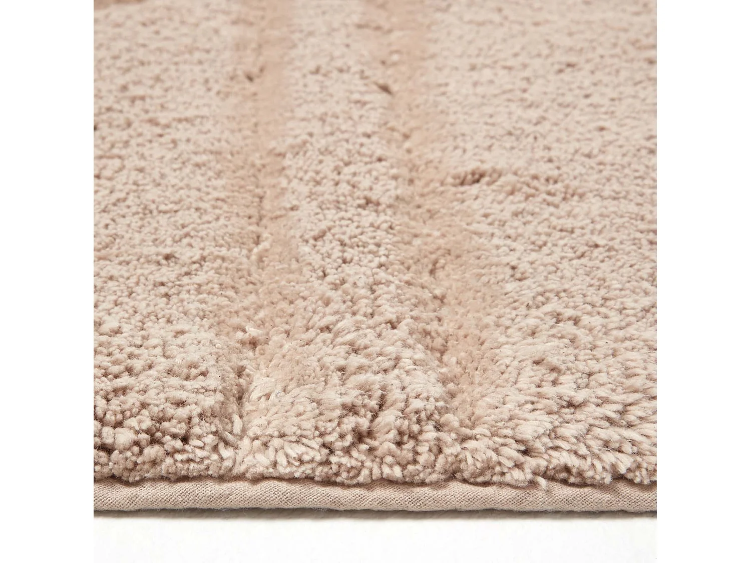 Homescapes Cotton Tufted Rug Union Jack Plain Embossed Mat Mink Beige,90 x 150 cm