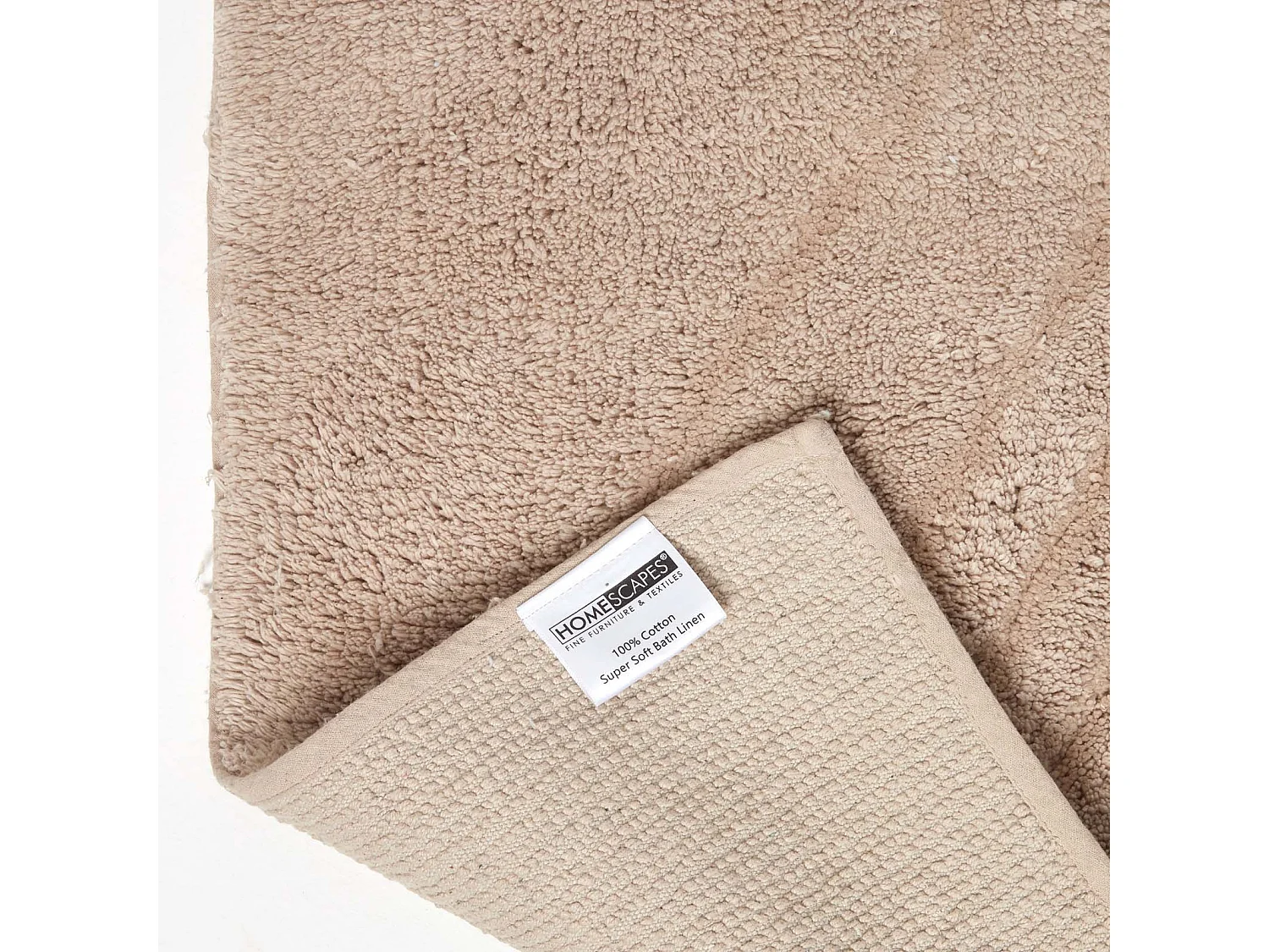 Homescapes Cotton Tufted Rug Union Jack Plain Embossed Mat Mink Beige,90 x 150 cm