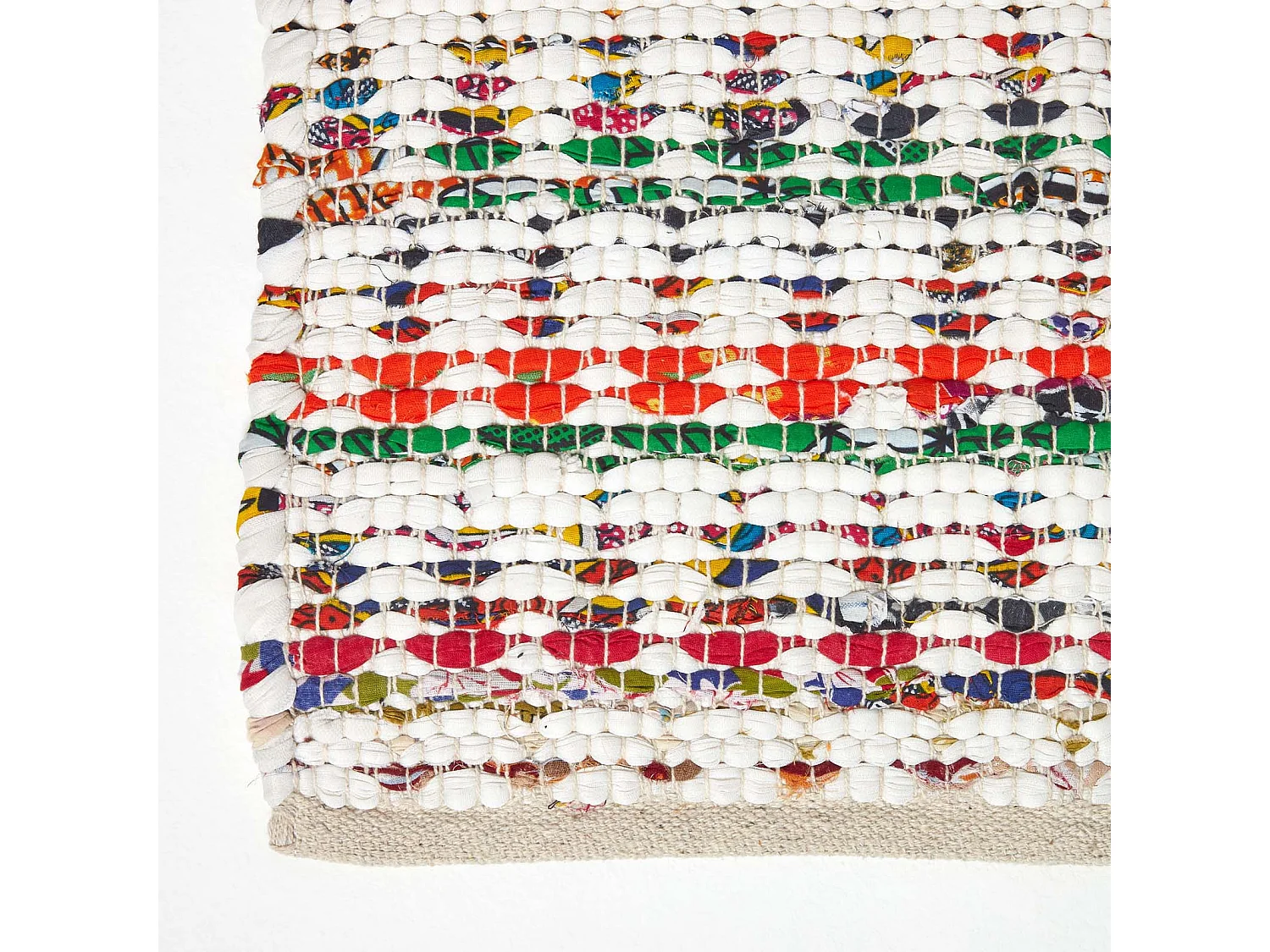 Homescapes Handwoven Multi Coloured 100% Cotton Diamond Chindi Rug, 120 x 170 cm