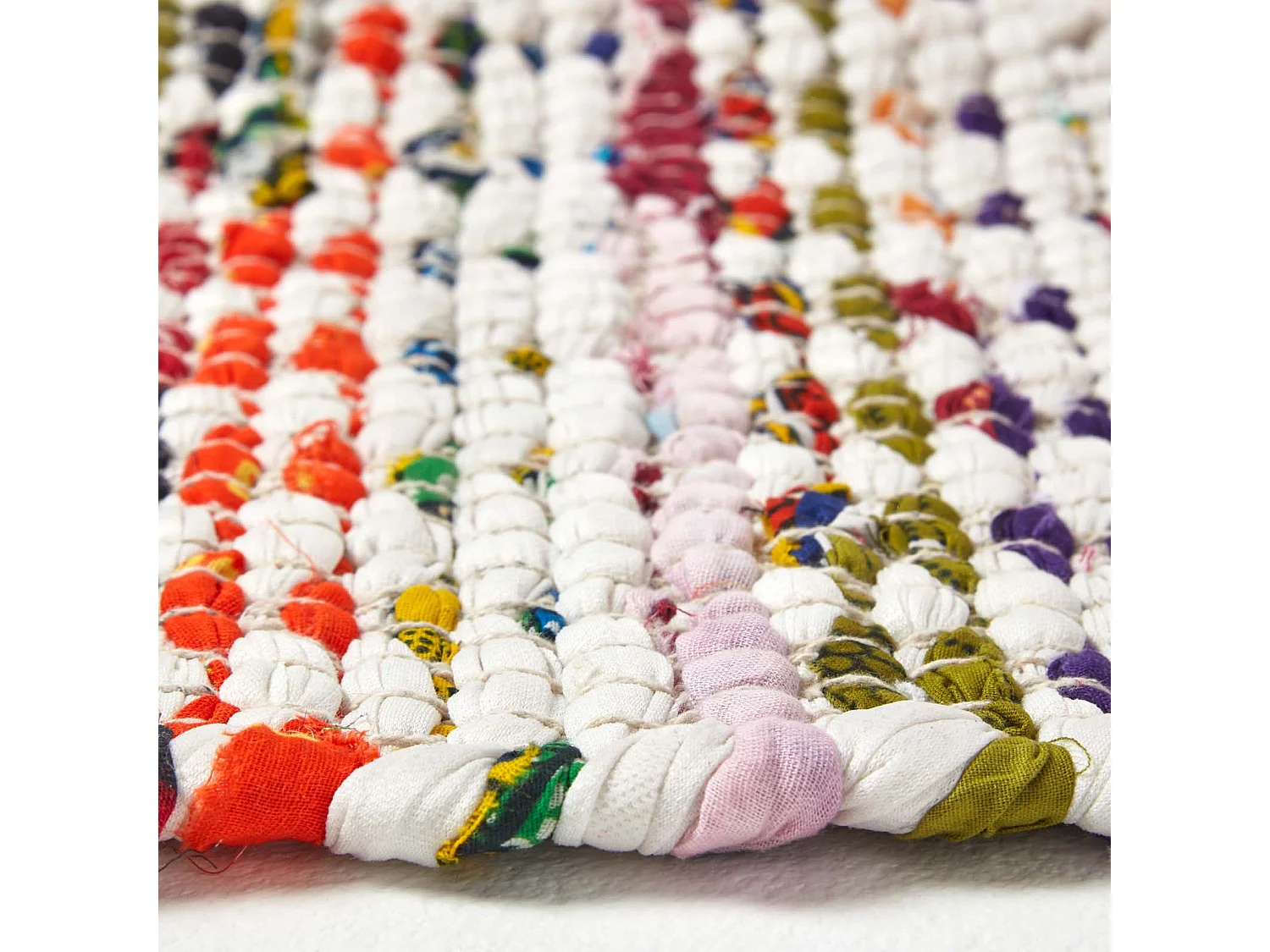 Homescapes Handwoven Multi Coloured 100% Cotton Diamond Chindi Rug, 120 x 170 cm