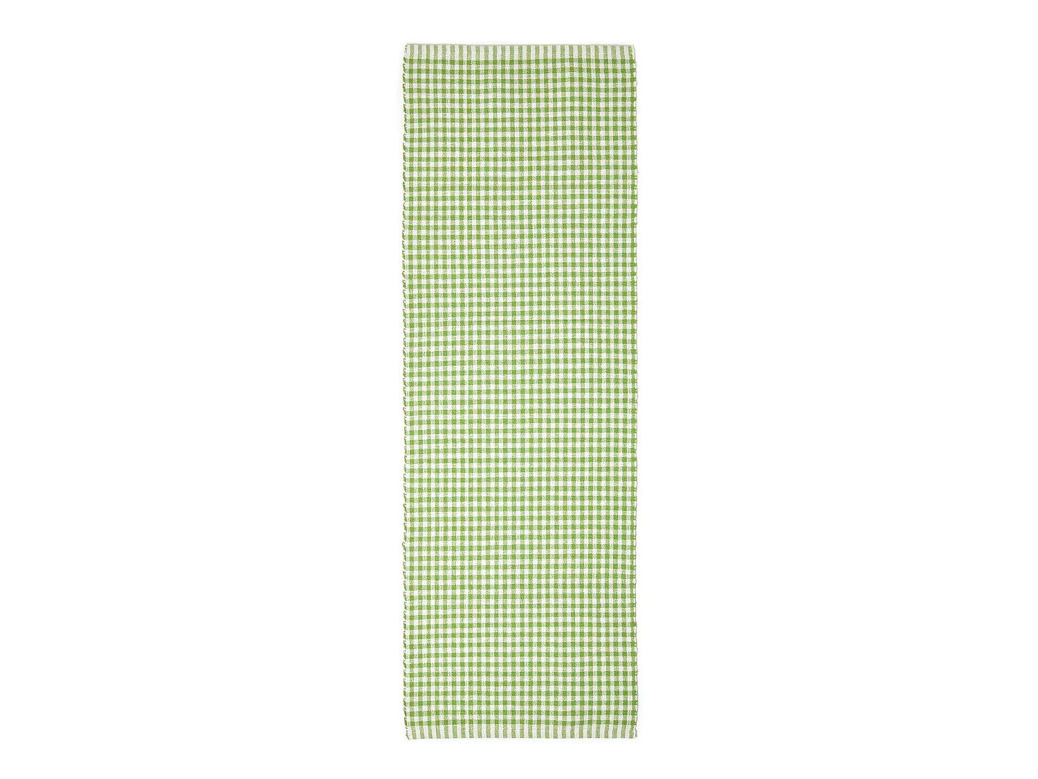 Homescapes Cotton Gingham Check Rug Hand Woven Green White, 66 x 200 cm