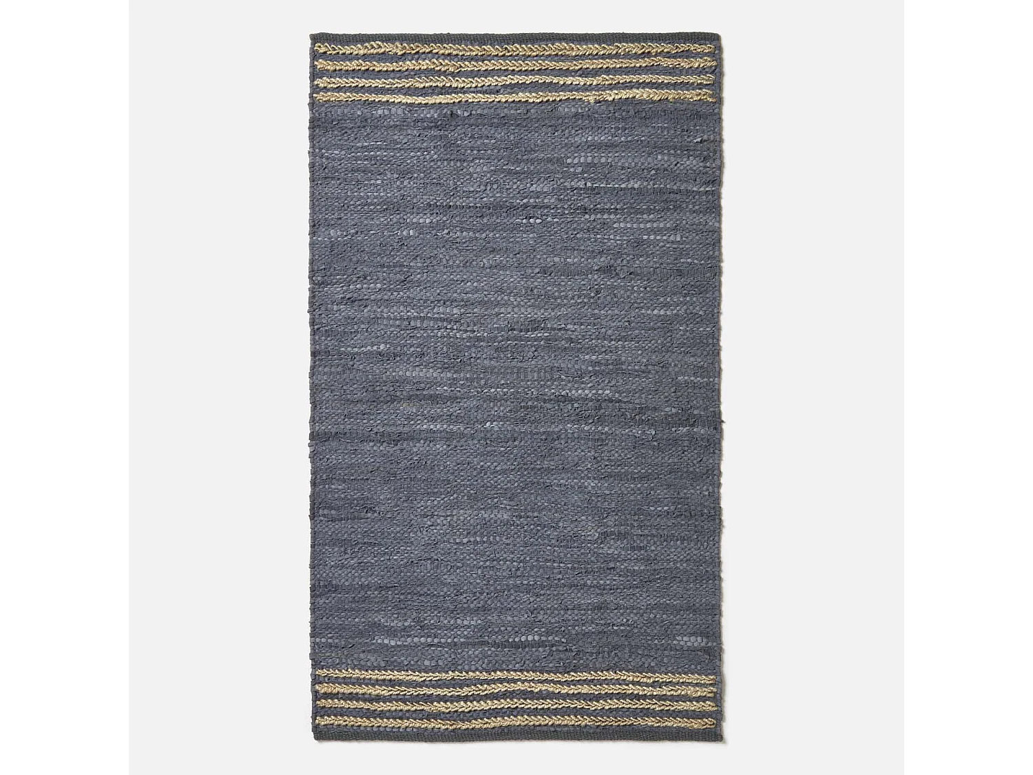 Homescapes Grey Recycled Leather Handwoven Stripe Rug, 160 x 230 cm