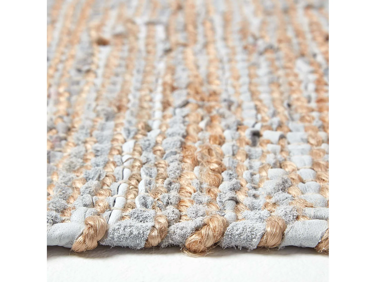Homescapes Madras Leather Hemp Rug Natural, 120 x 180 cm