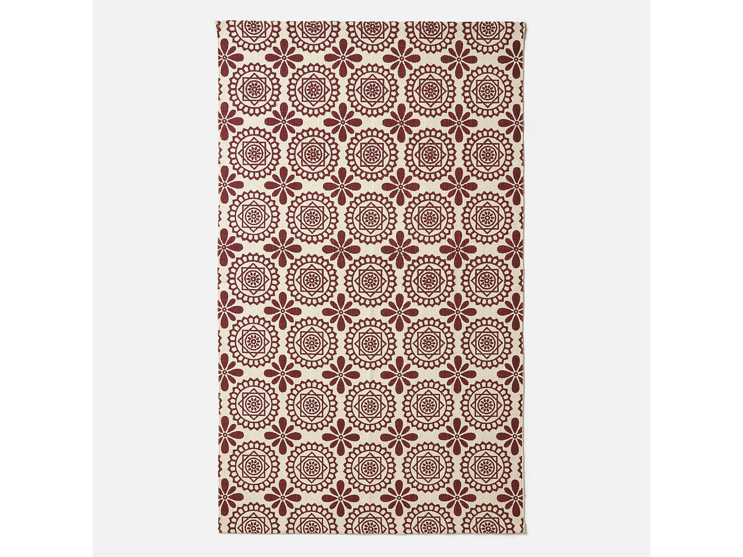 Homescapes Cassia Red Handwoven Cotton Geometric Rug 160 x 230 cm