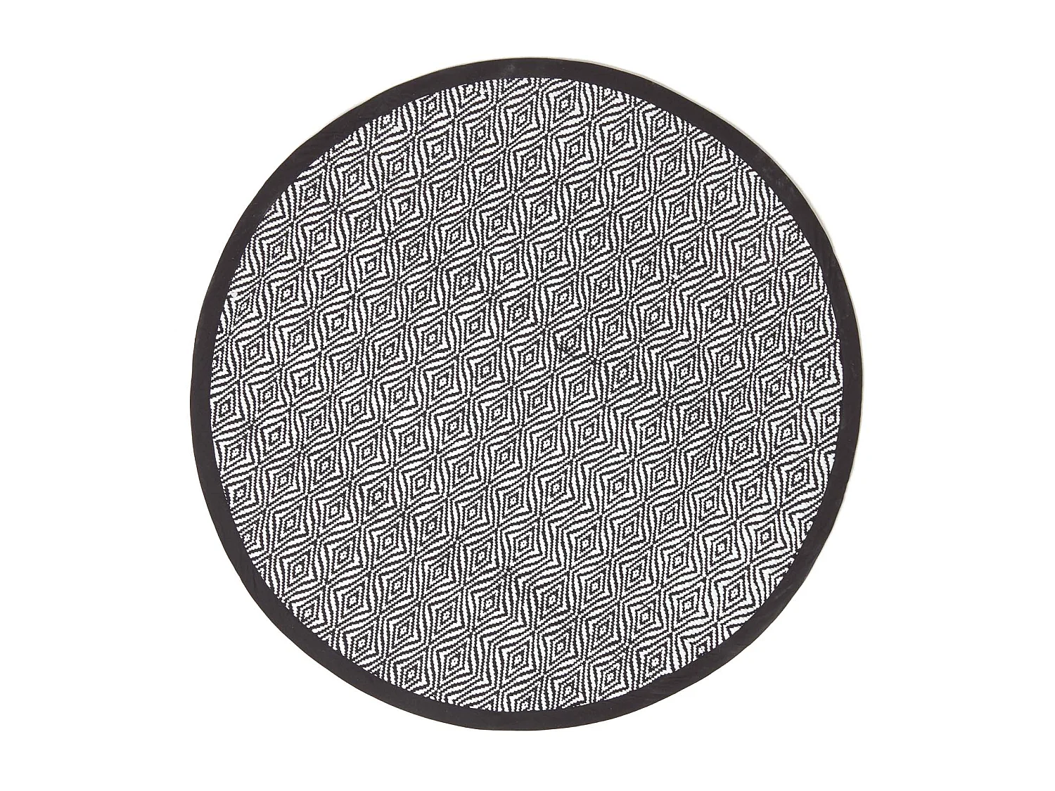 Homescapes Trance Black and White Diamond Pattern Recycled Fibre Rug, 150 cm Round