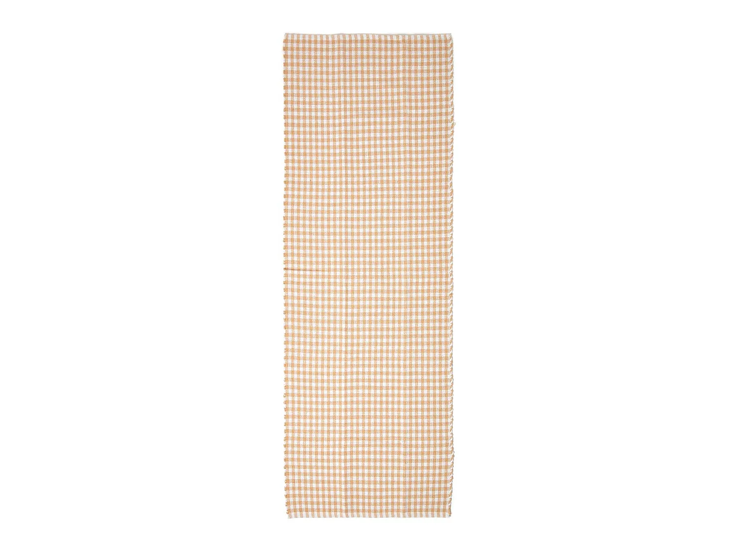 Homescapes Cotton Gingham Check Rug Hand Woven Beige White, 66 x 200 cm