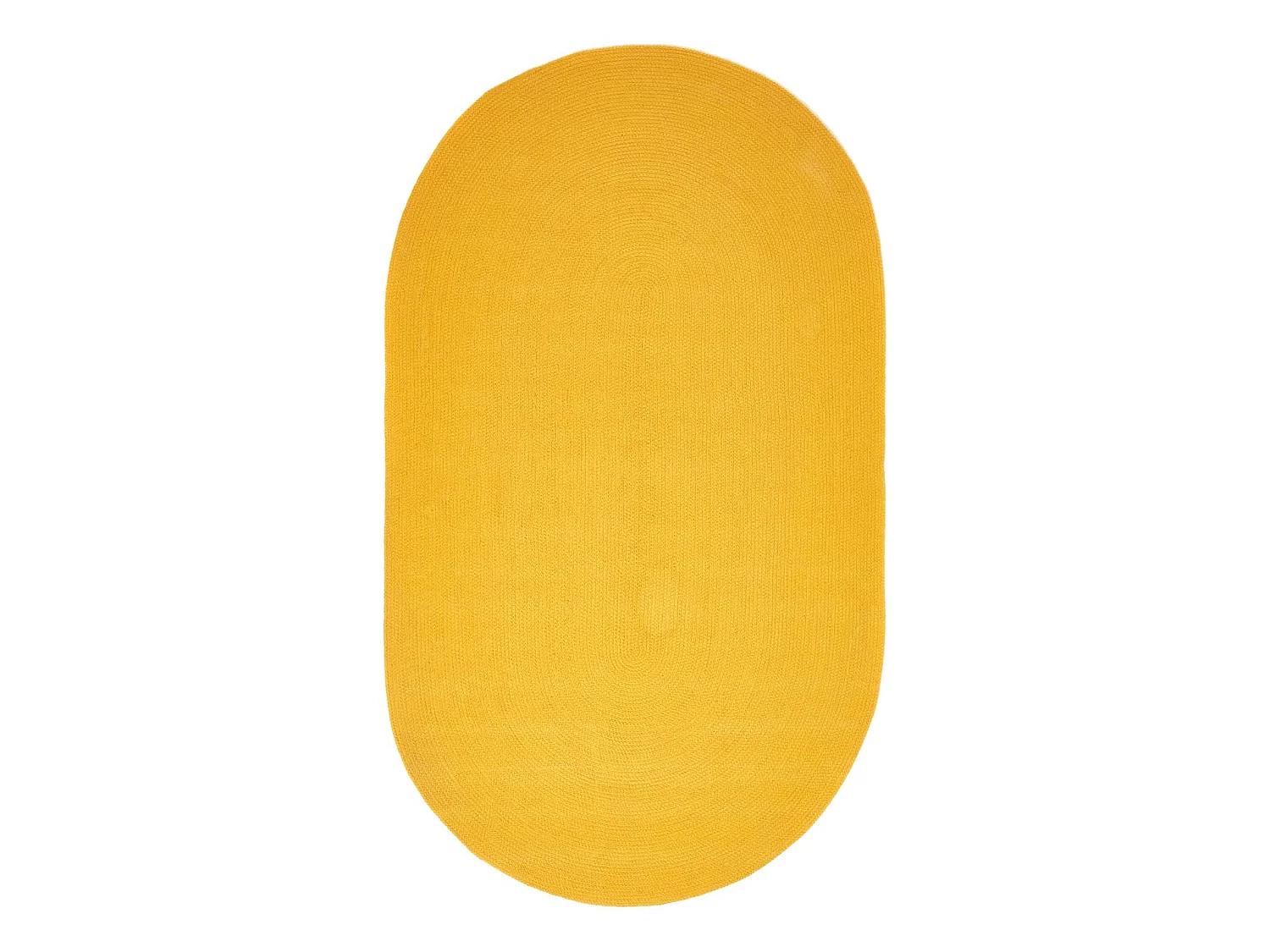 Homescapes Mustard Yellow Handmade Woven Braided Oval Rug, 60 x 90 cm