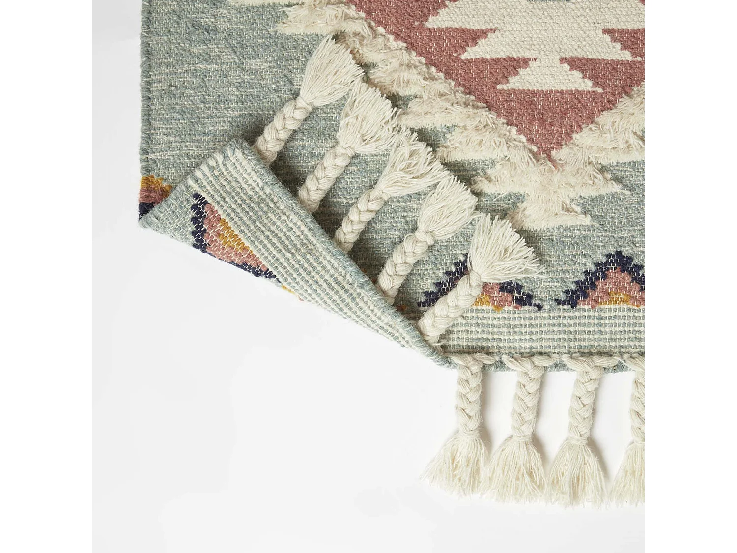 Homescapes Tenali Blue Kilim Wool Rug 160 x 230 cm