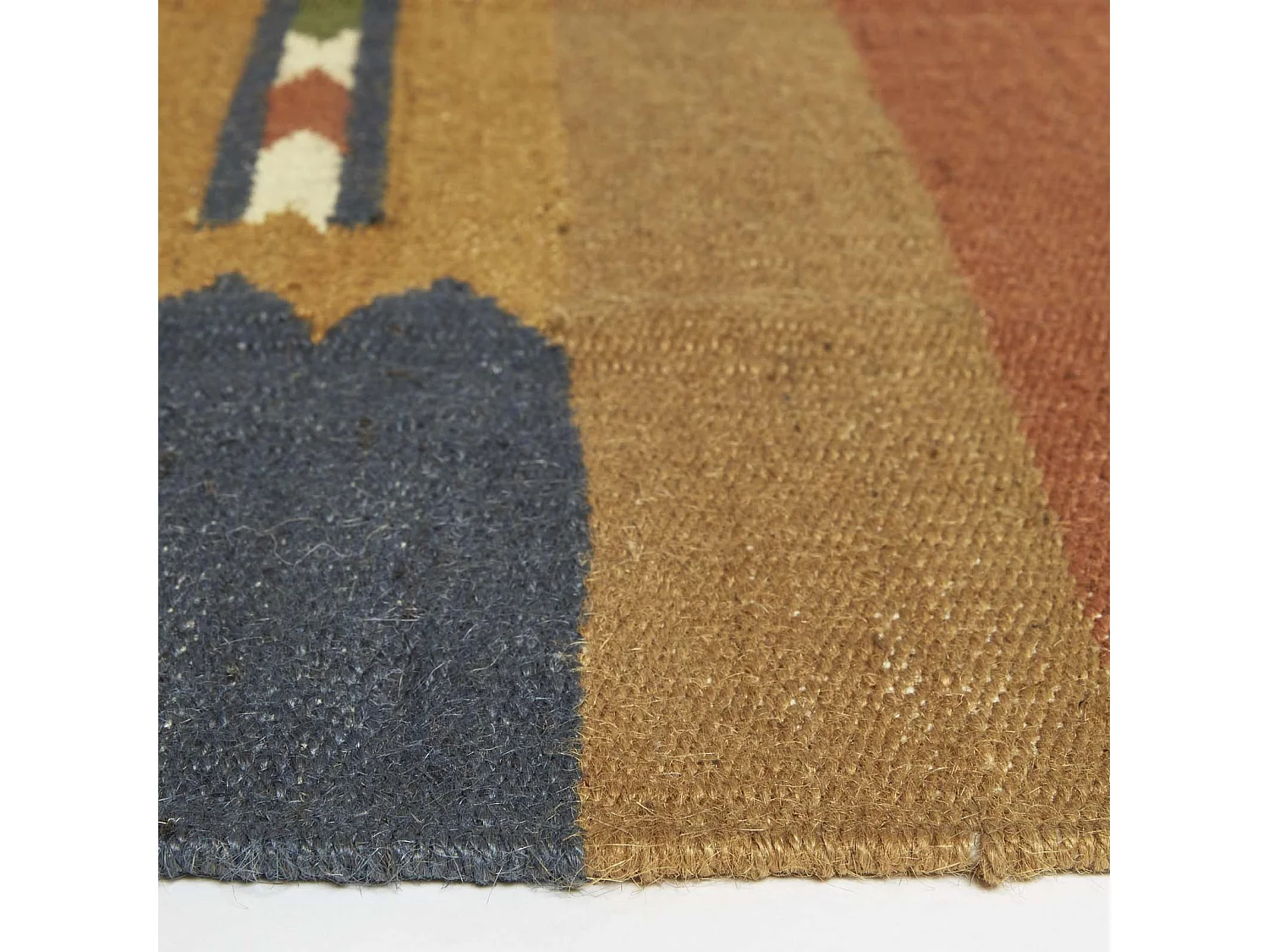 Homescapes Lundi Orange & Blue Kilim Cotton & Jute Rug 160 x 230 cm