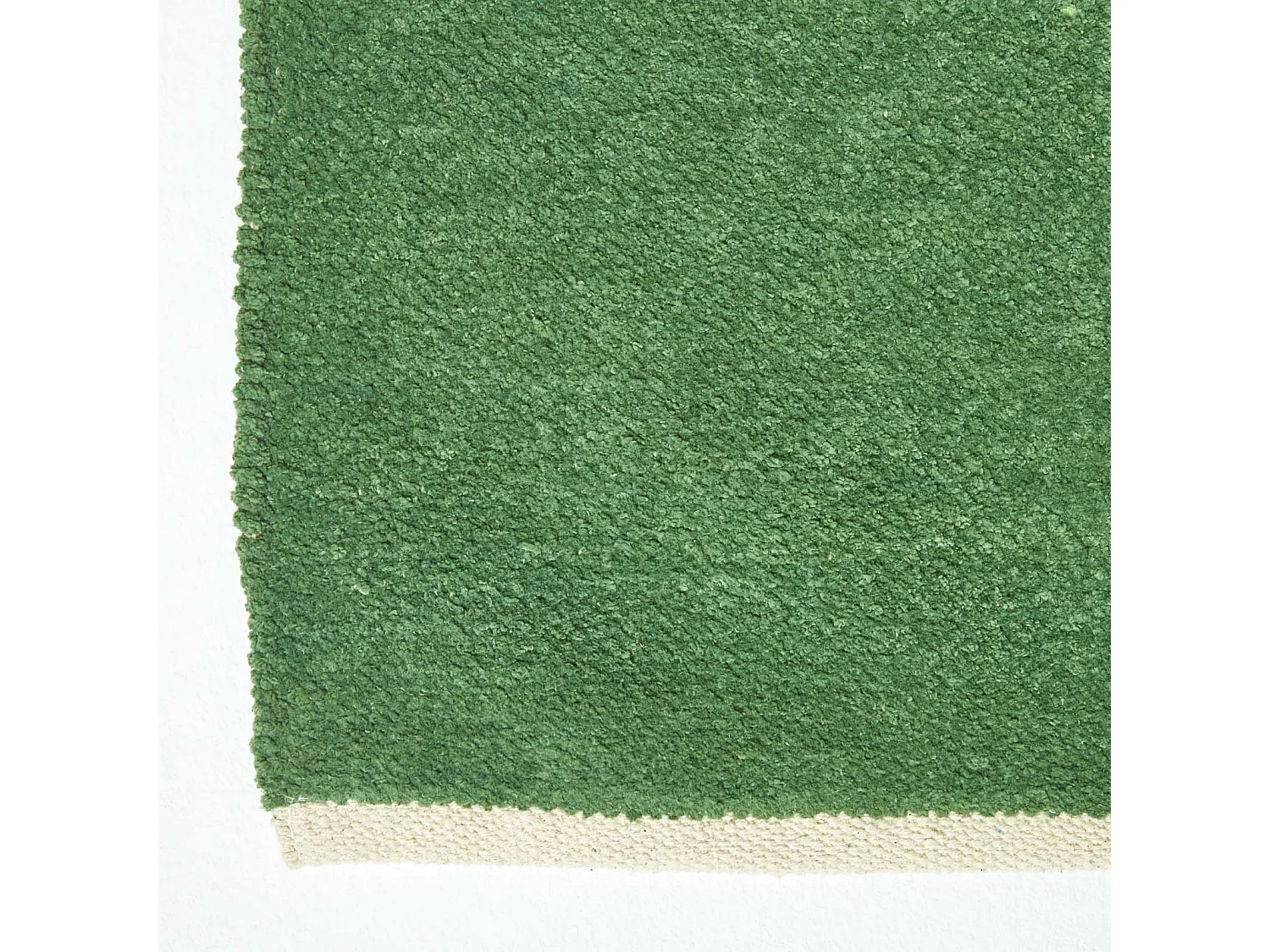 Homescapes Dark Olive 100% Cotton Plain Chenille Rug with Natural Trim, 60 x 100 cm