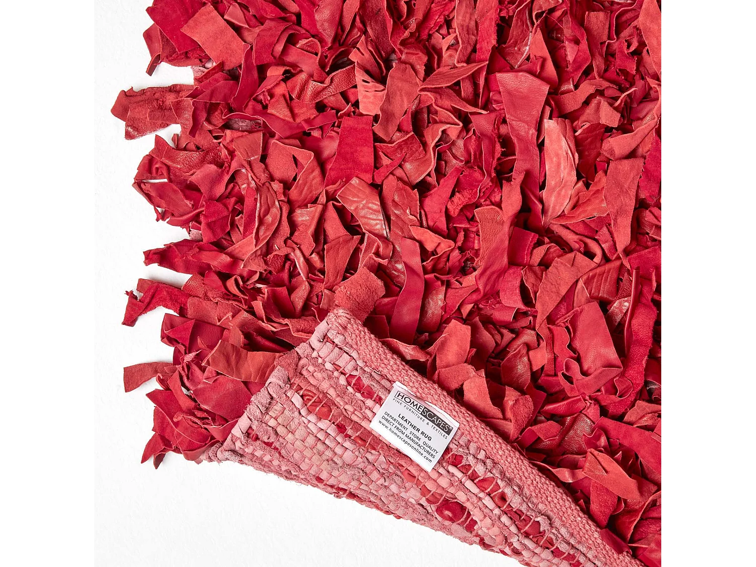 Homescapes Dallas Leather Shaggy Rug Red, 150 x 240 cm