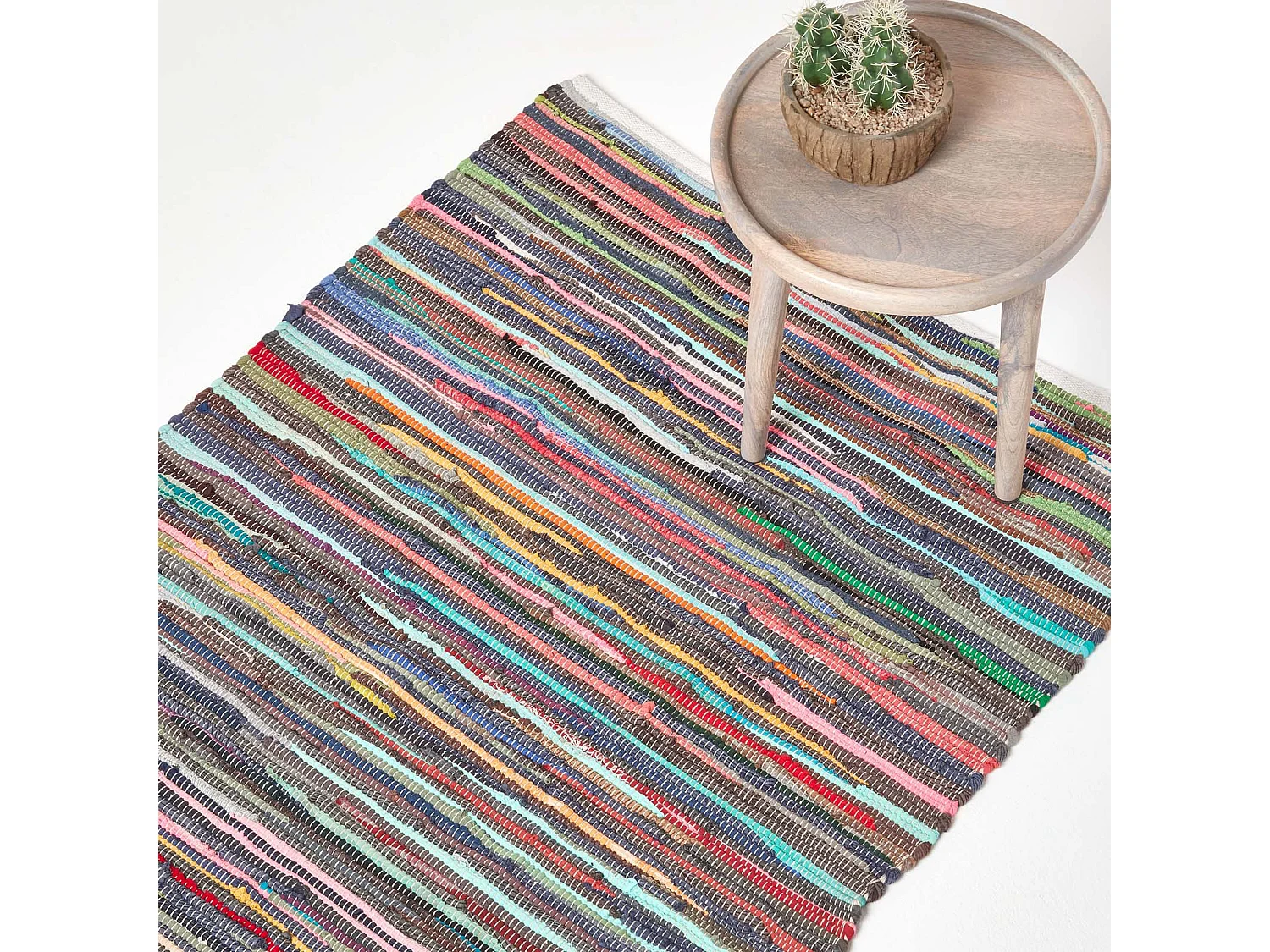 Homescapes Recycled Cotton Large Chindi Rug 150x240 cm, Handwoven Multicoloured Rag Rug for Living Room, Bedroom, Kitchen