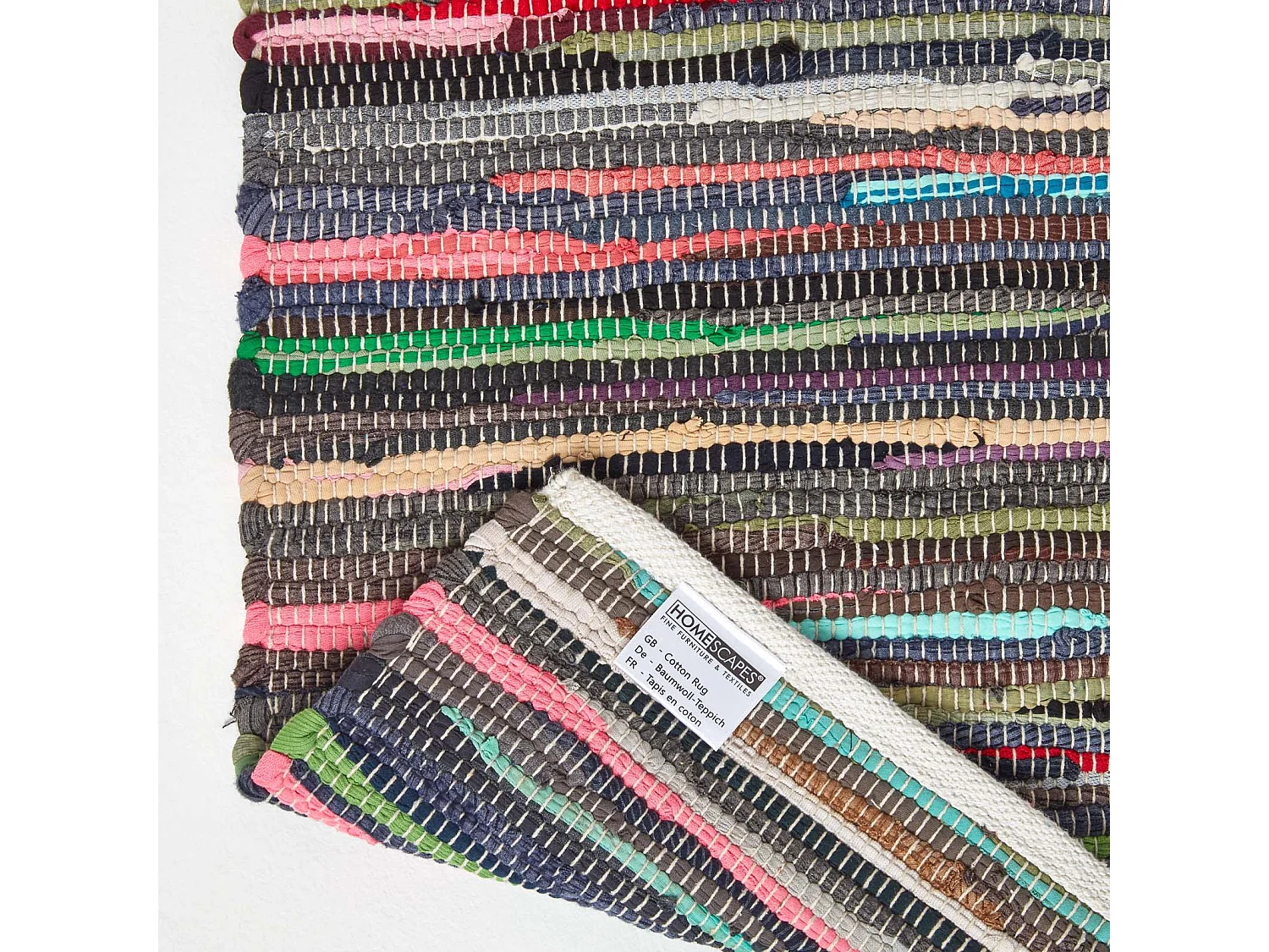 Homescapes Recycled Cotton Large Chindi Rug 150x240 cm, Handwoven Multicoloured Rag Rug for Living Room, Bedroom, Kitchen