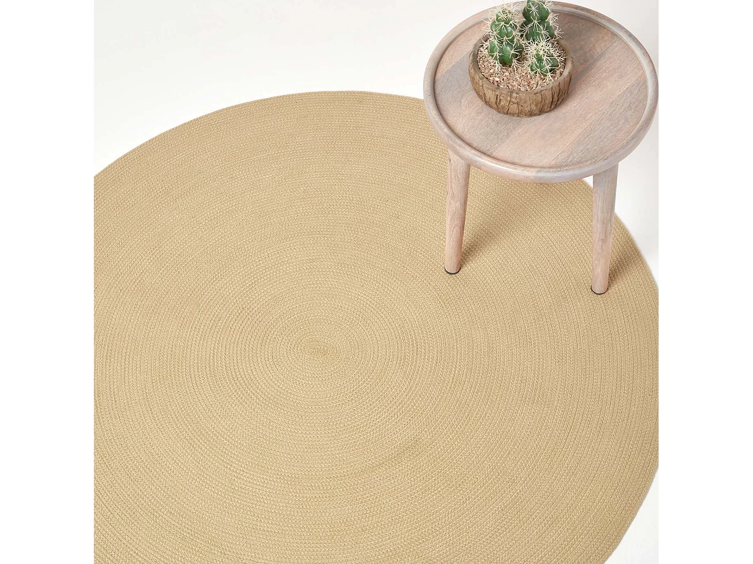 Homescapes Linen Handmade Woven Braided Round Rug, 120 cm