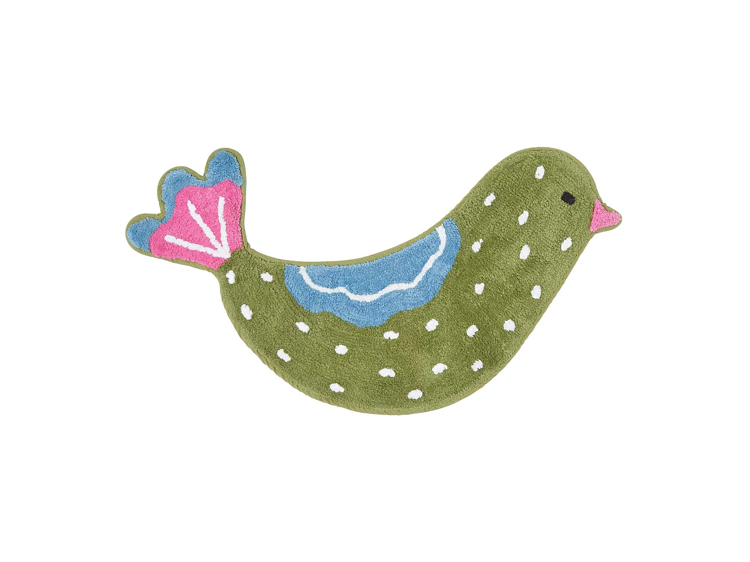 Homescapes Cotton Tufted Green Bird Kids Rug