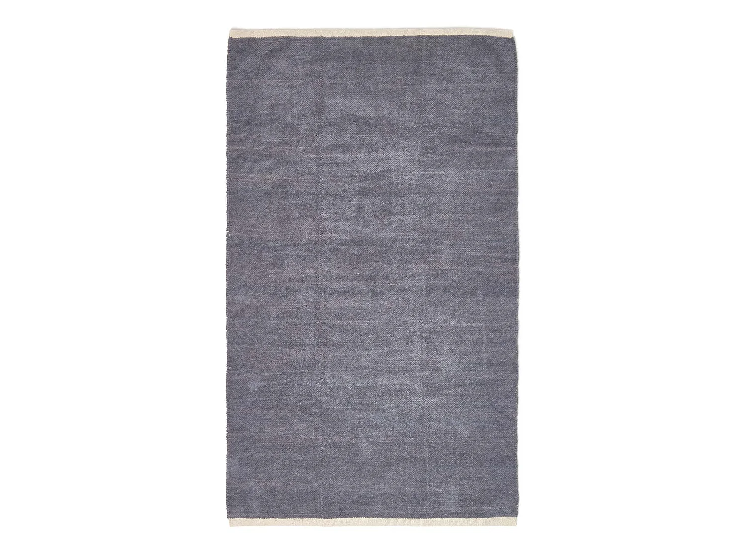 Homescapes Dark Grey 100% Cotton Plain Chenille Rug with Natural Trim, 110 x 170 cm