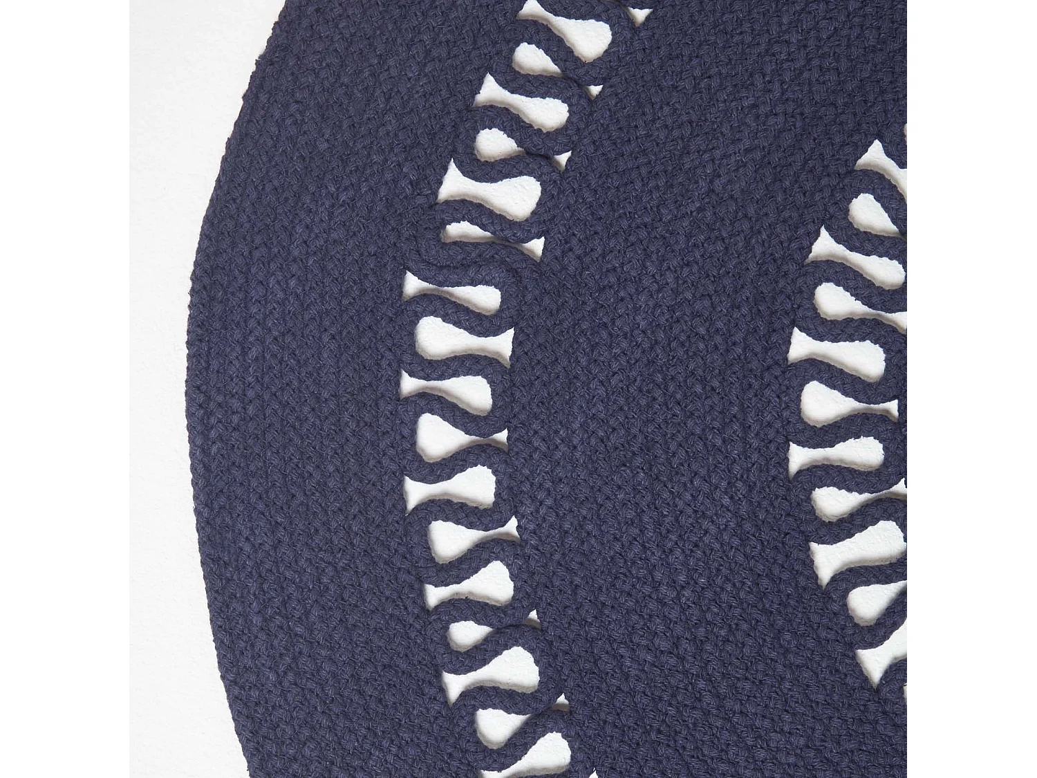 Homescapes Navy Crochet Braided Rug 70cm Round