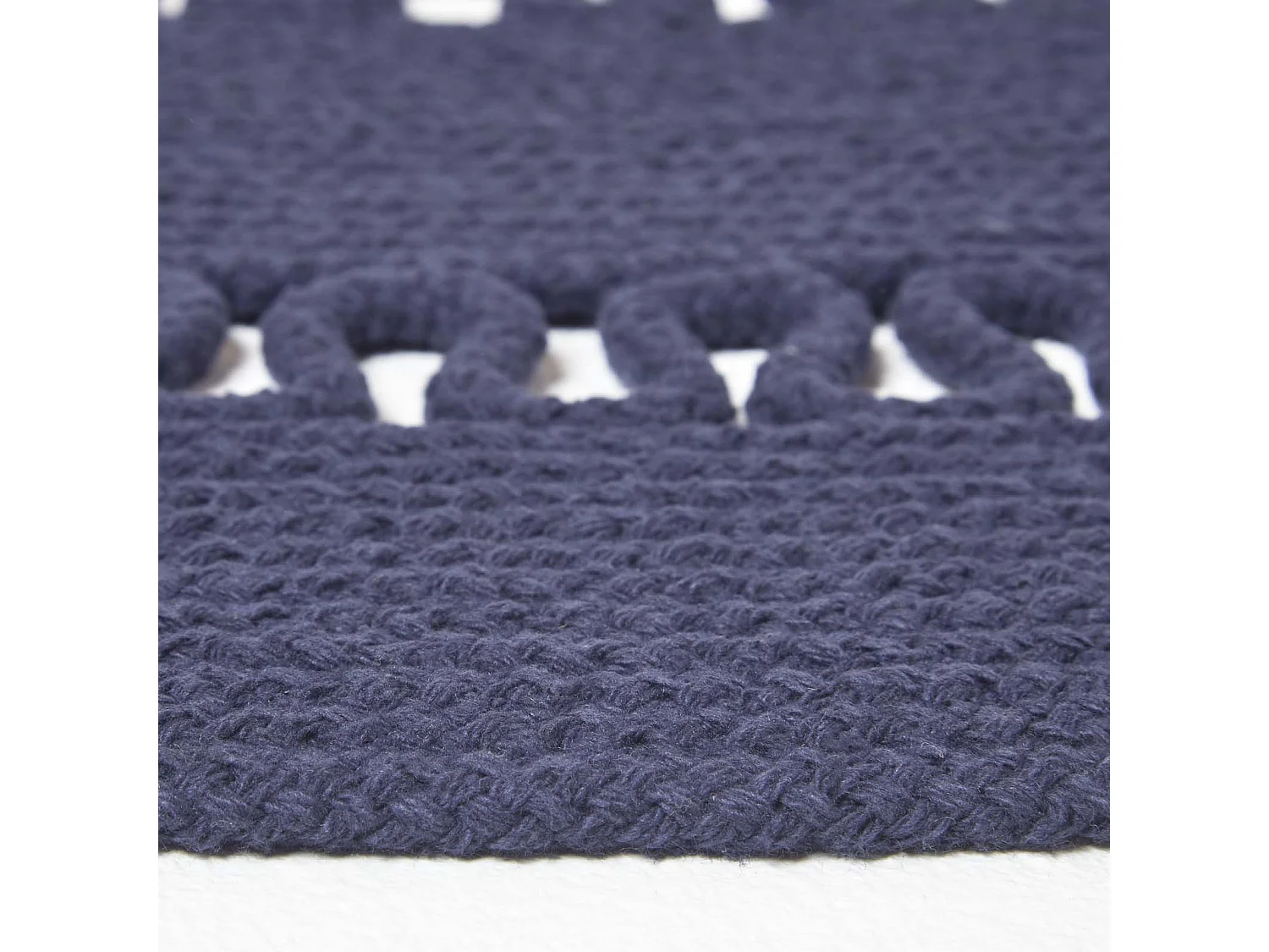 Homescapes Navy Crochet Braided Rug 70cm Round