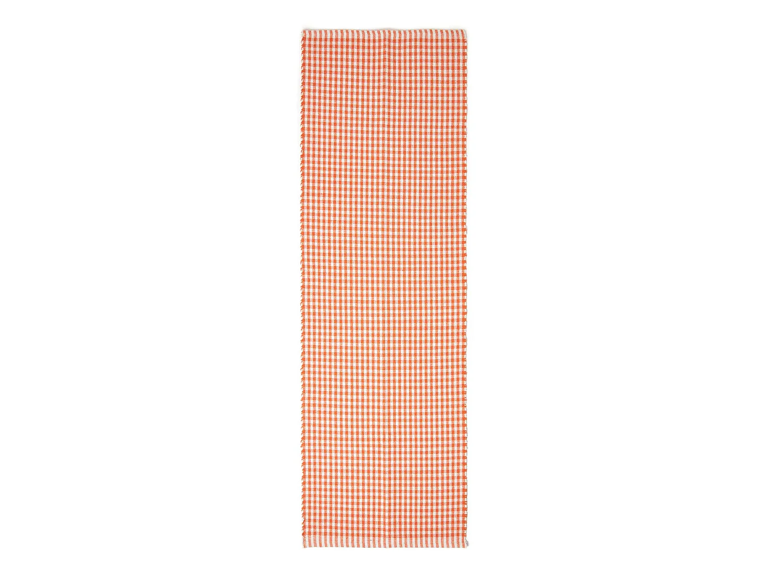 Homescapes Cotton Gingham Check Rug Hand Woven Orange White, 66 x 200 cm