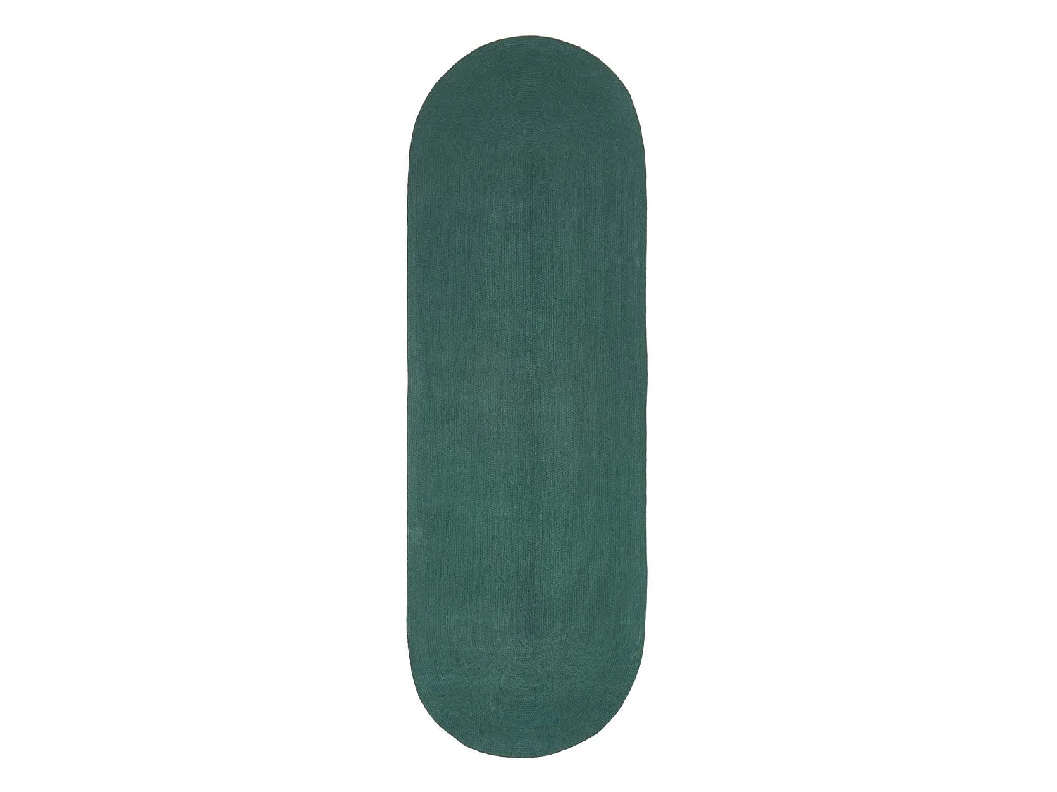 Homescapes Forest Green Handmade Woven Braided Oval Hallway Rug, 66 x 200 cm