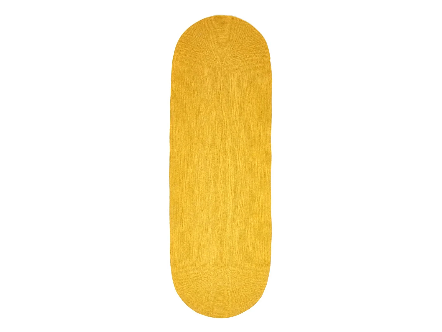 Homescapes Mustard Yellow Handmade Woven Braided Oval Hallway Rug, 66 x 200 cm