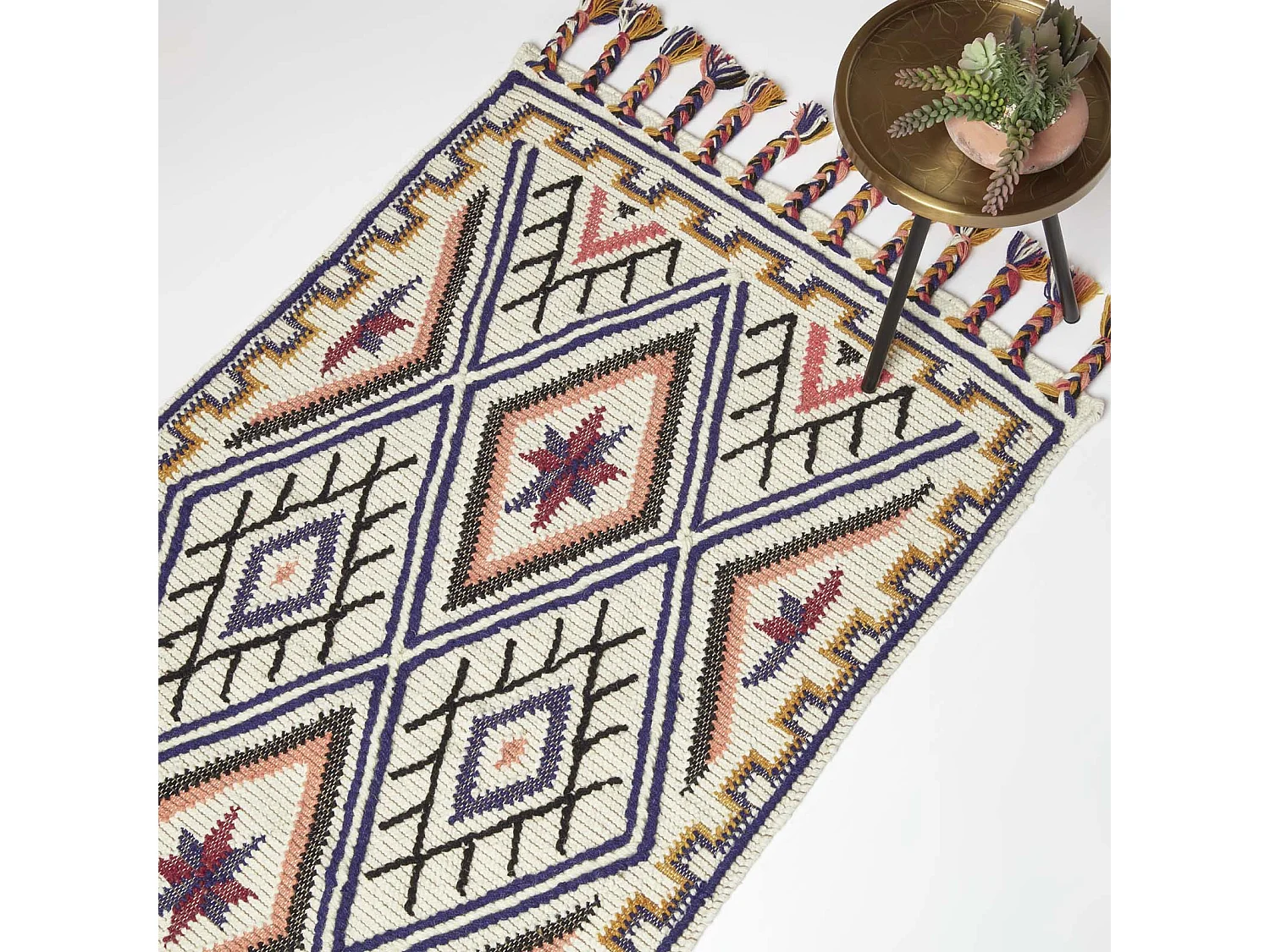 Homescapes Goa Multi Colour Kilim Wool Rug 90 x 150 cm