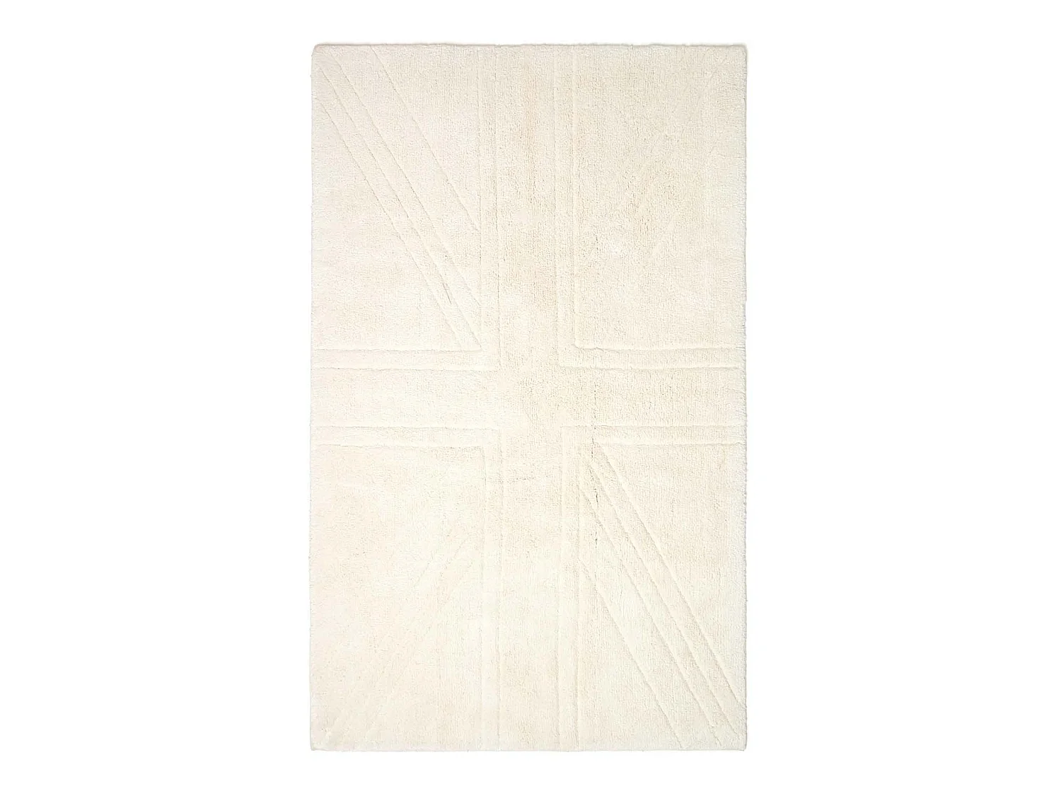 Homescapes Cotton Tufted Rug Union Jack Plain Embossed Mat Ivory Cream,90 x 150cm