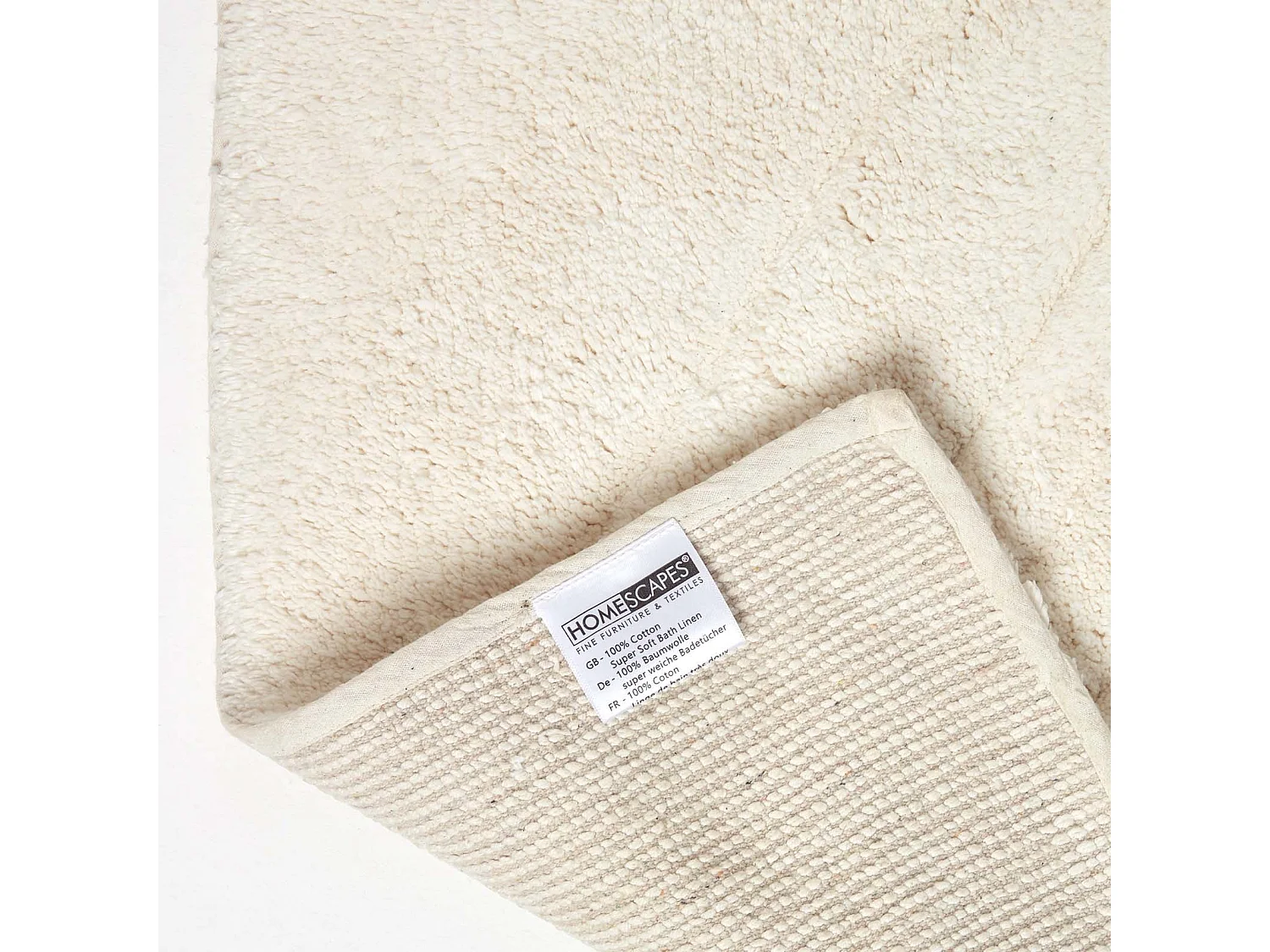 Homescapes Cotton Tufted Rug Union Jack Plain Embossed Mat Ivory Cream,90 x 150cm