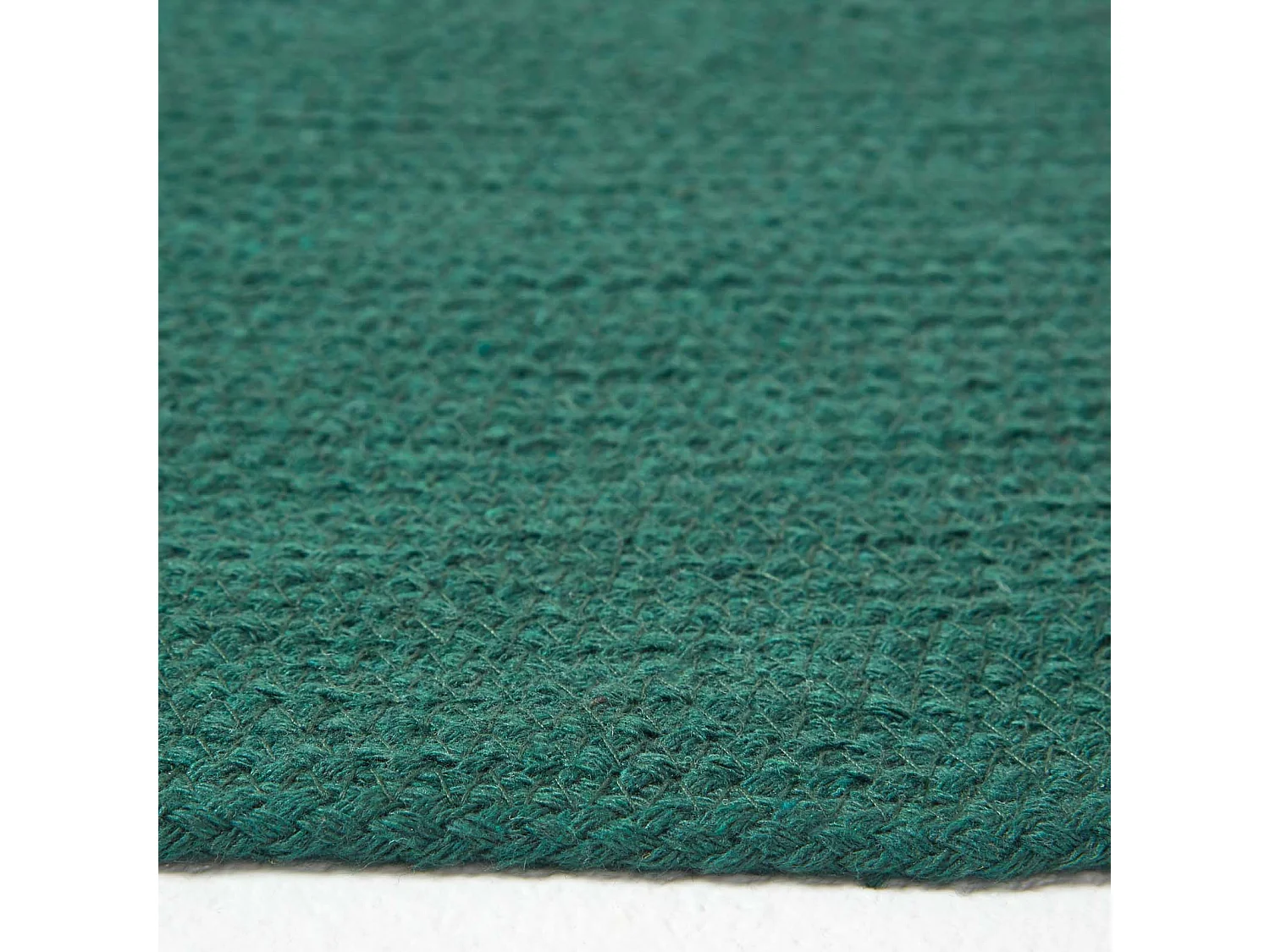 Homescapes Forest Green Handmade Woven Braided Oval Rug, 60 x 90 cm