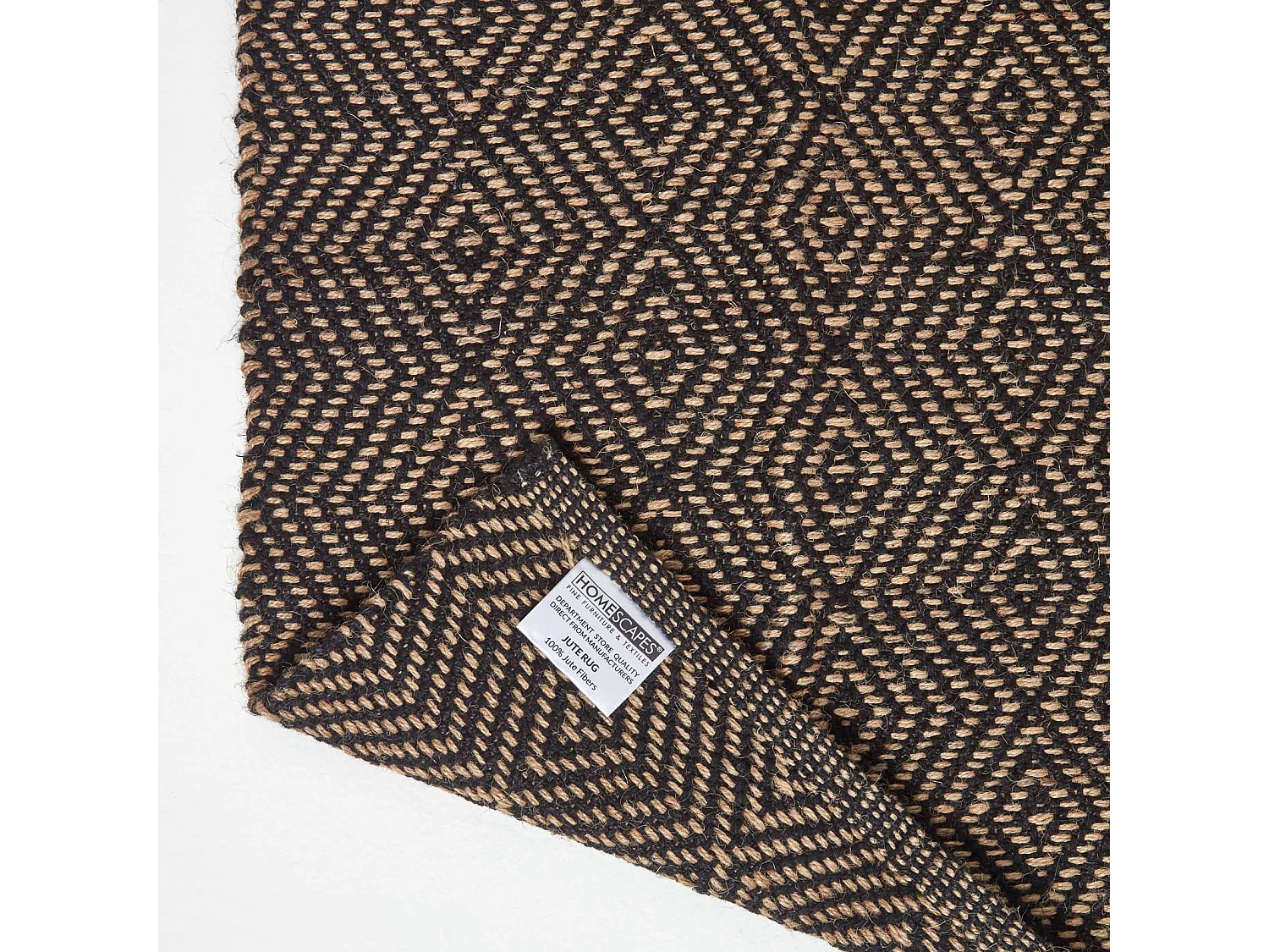 Homescapes Black Geometric Jute Rug, 120 x 180 cm