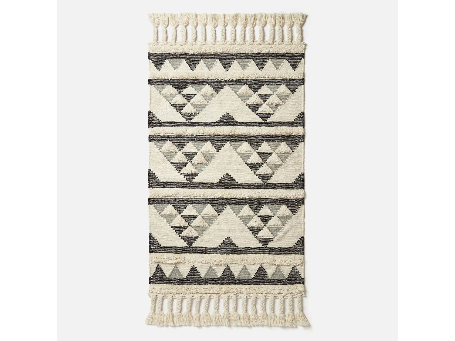 Homescapes Kota Black & Grey Kilim Wool Rug 120 x 170 cm